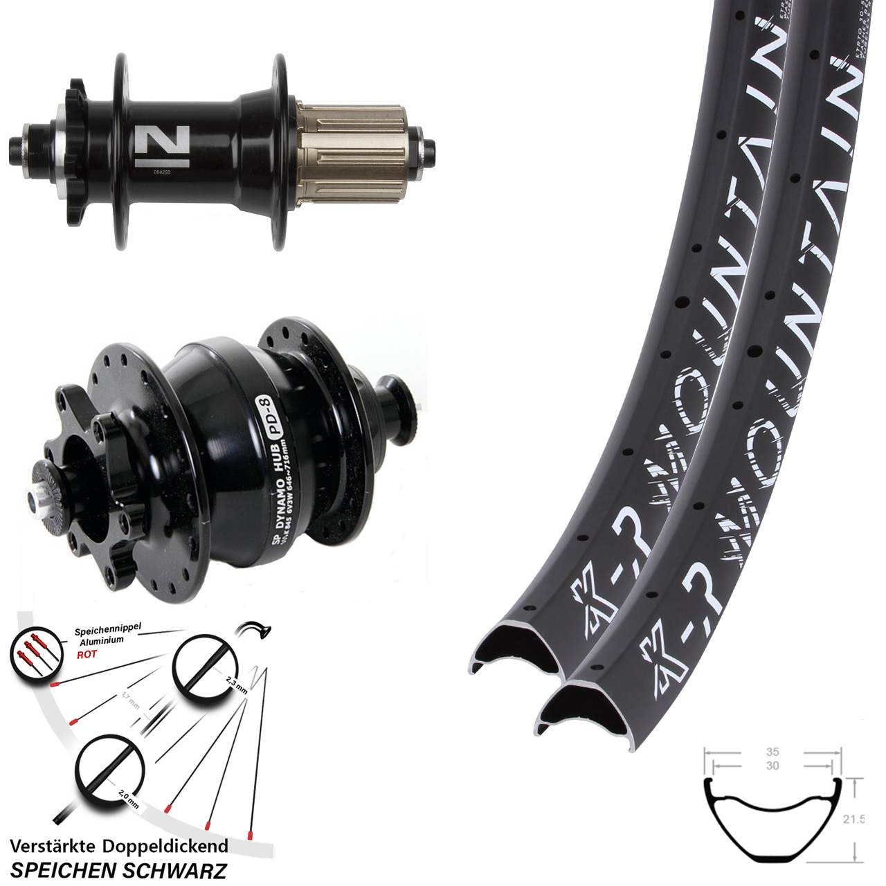 Laufradsatz 6-Loch 29 Zoll KX-R Mountain Novatec D042 SP PD-8 8-11 fach HG QR