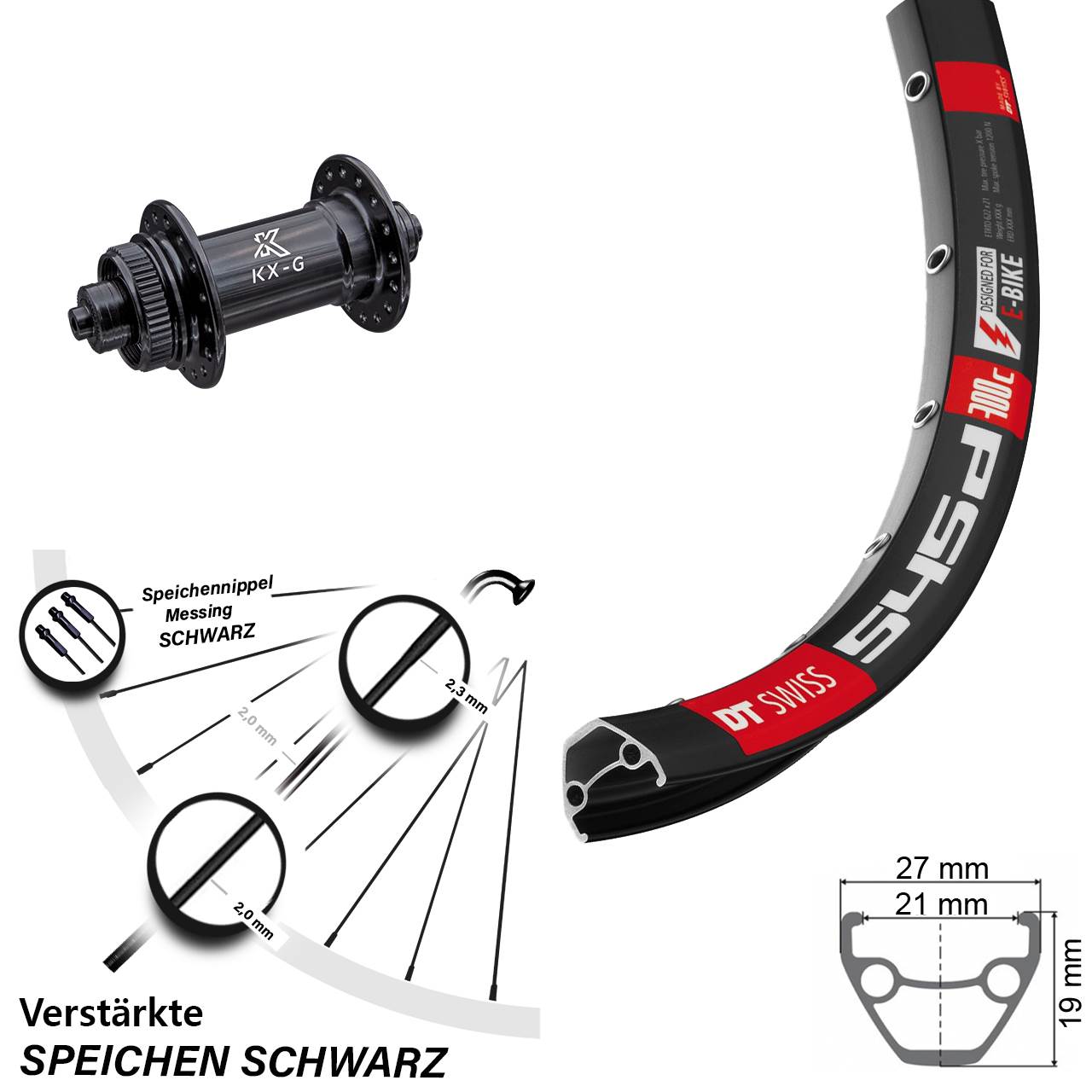 DT Swiss 545 Disc-Vorderrad verstärkt 28-29 Zoll mit KX-G Schnellspanner