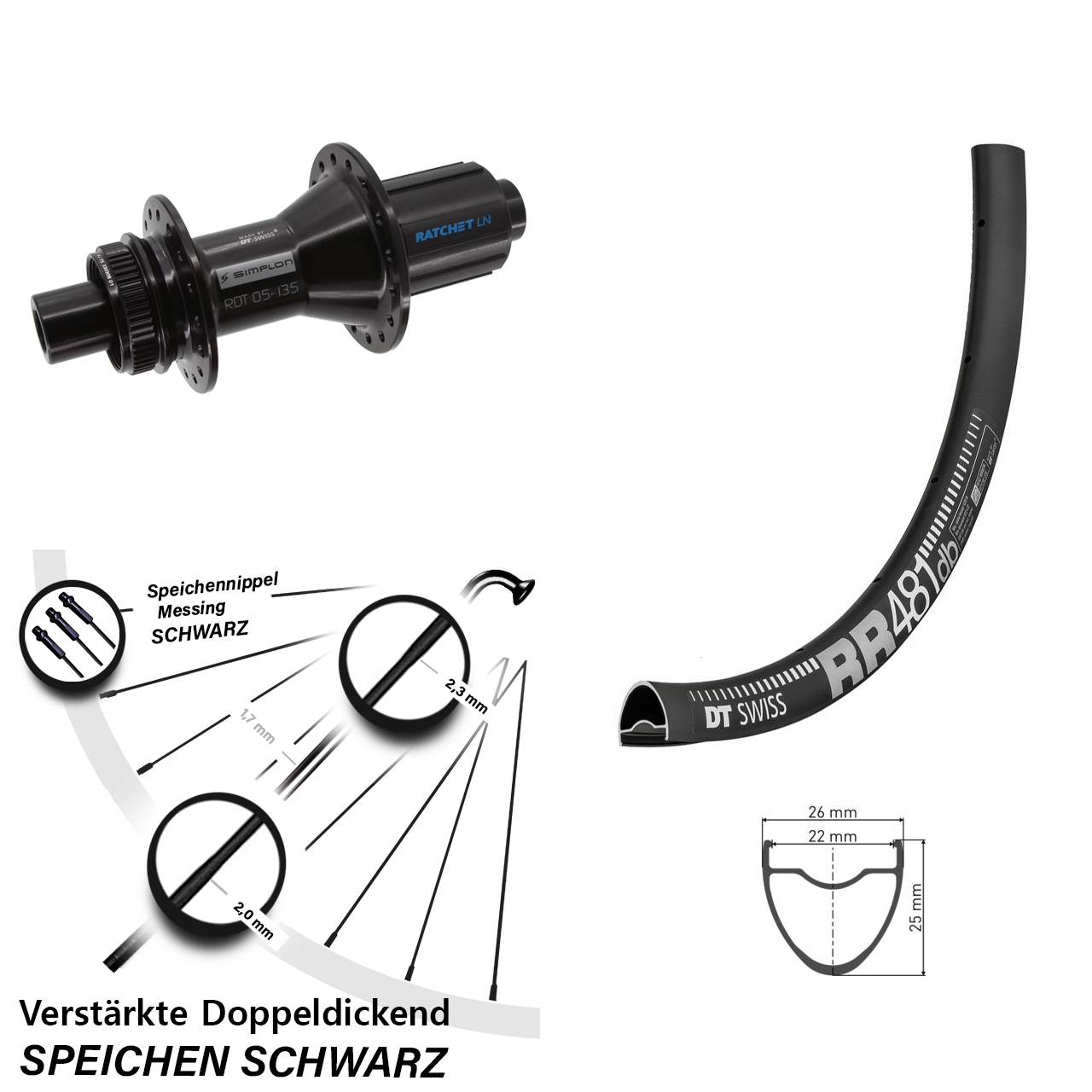 DT Swiss RR481-370 Hybrid 28 Zoll Hinterrad Centerlock 12x142 8-11 fach