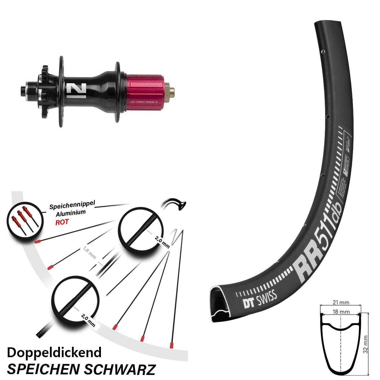 Hinterrad 6-Loch 28 Zoll DT Swiss RR 511 Novatec D792 8-12 fach QR
