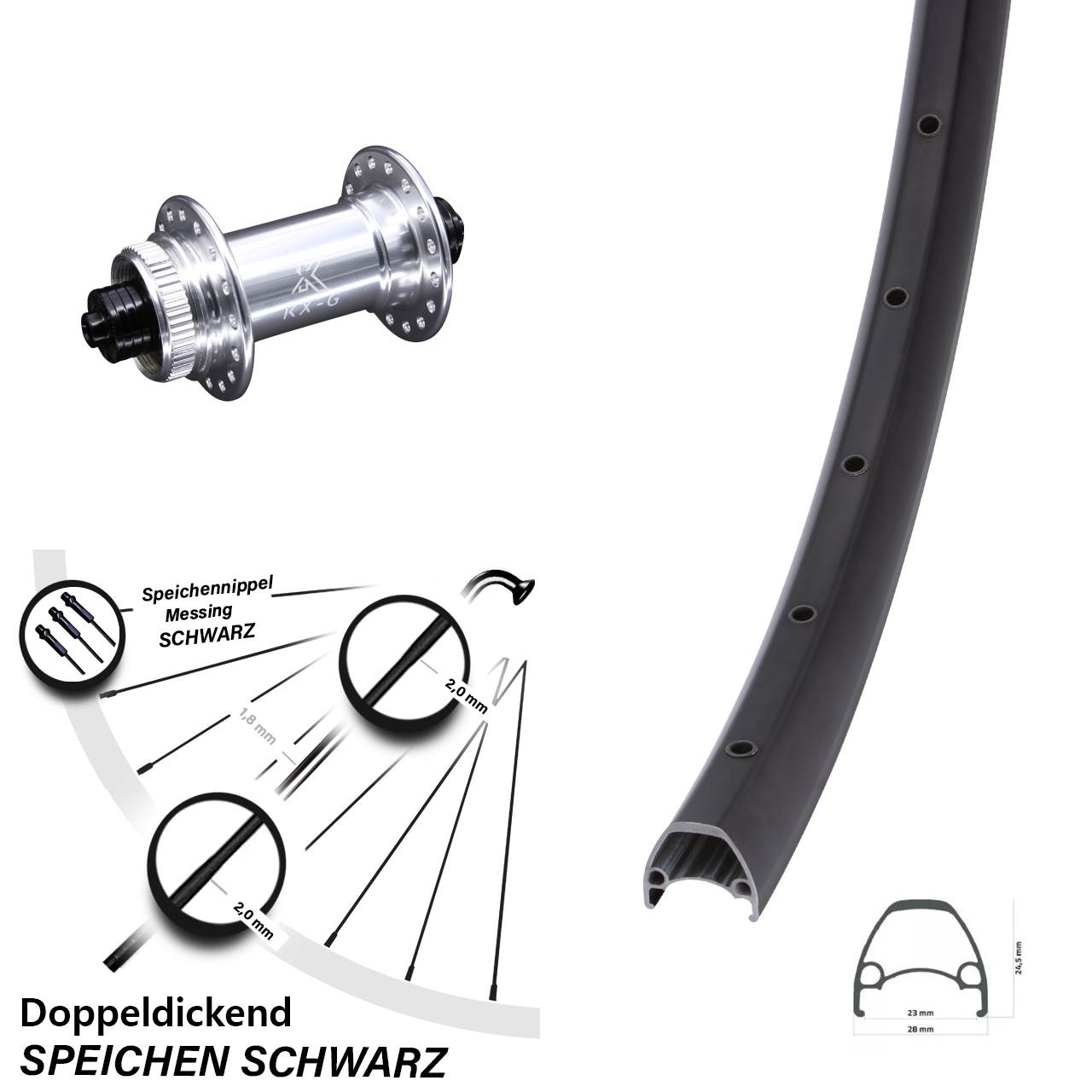 29 Zoll Ambrosio Sport KX-G Centerlock Vorderrad QR