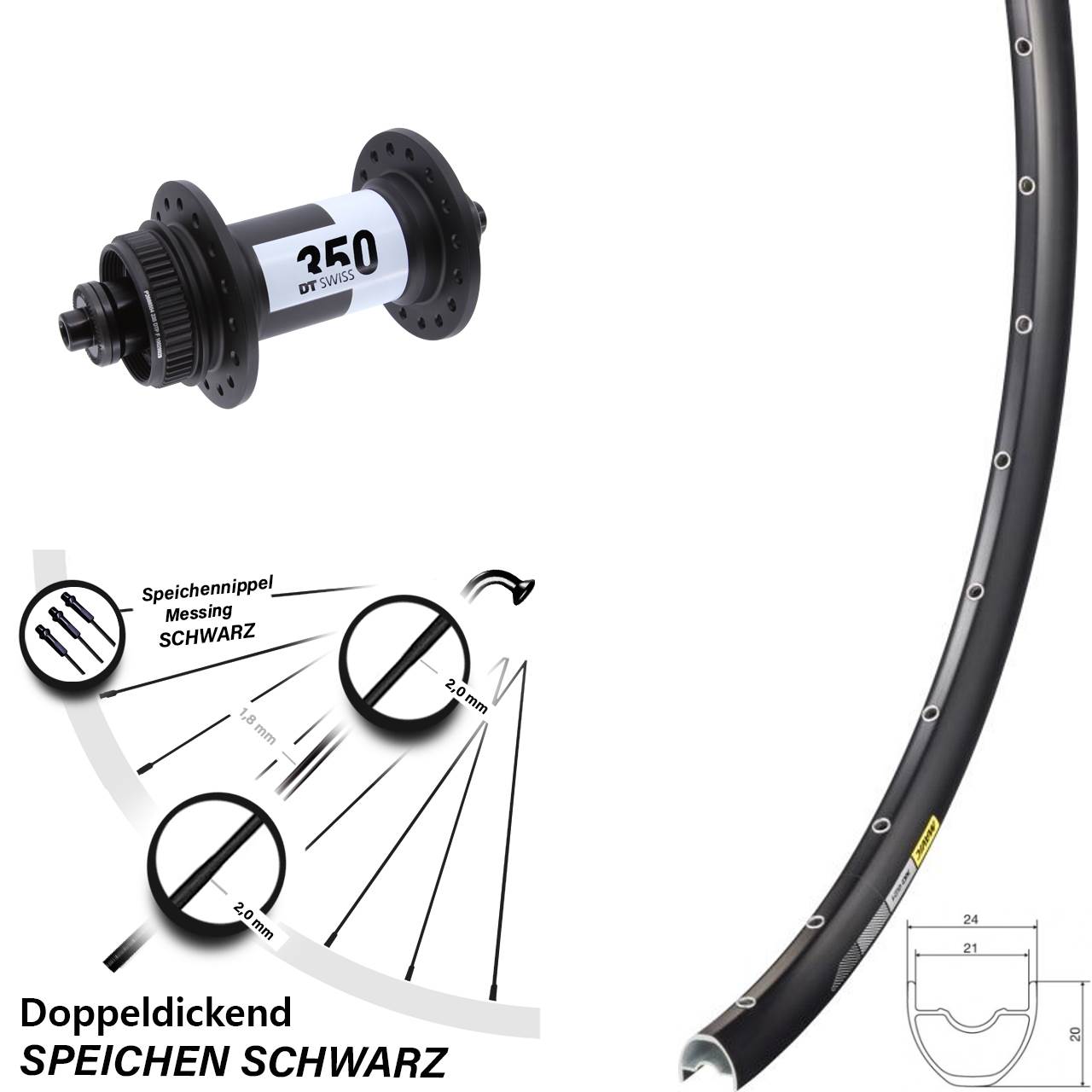 Vorderrad 29 Zoll Mavic XC 621 DT Swiss 350 Centerlock QR
