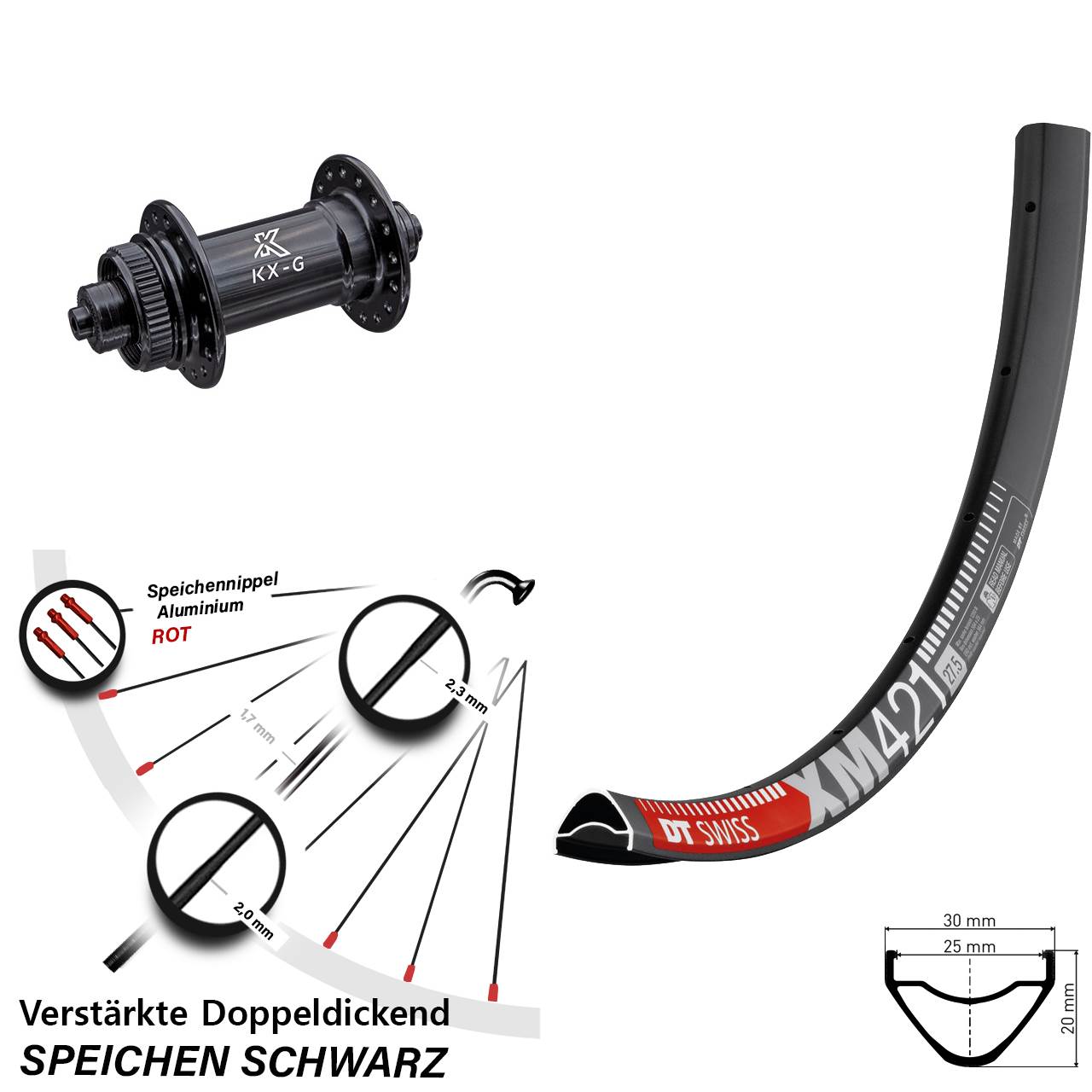650B DT Swiss XM 421 KX-G Centerlock Vorderrad QR
