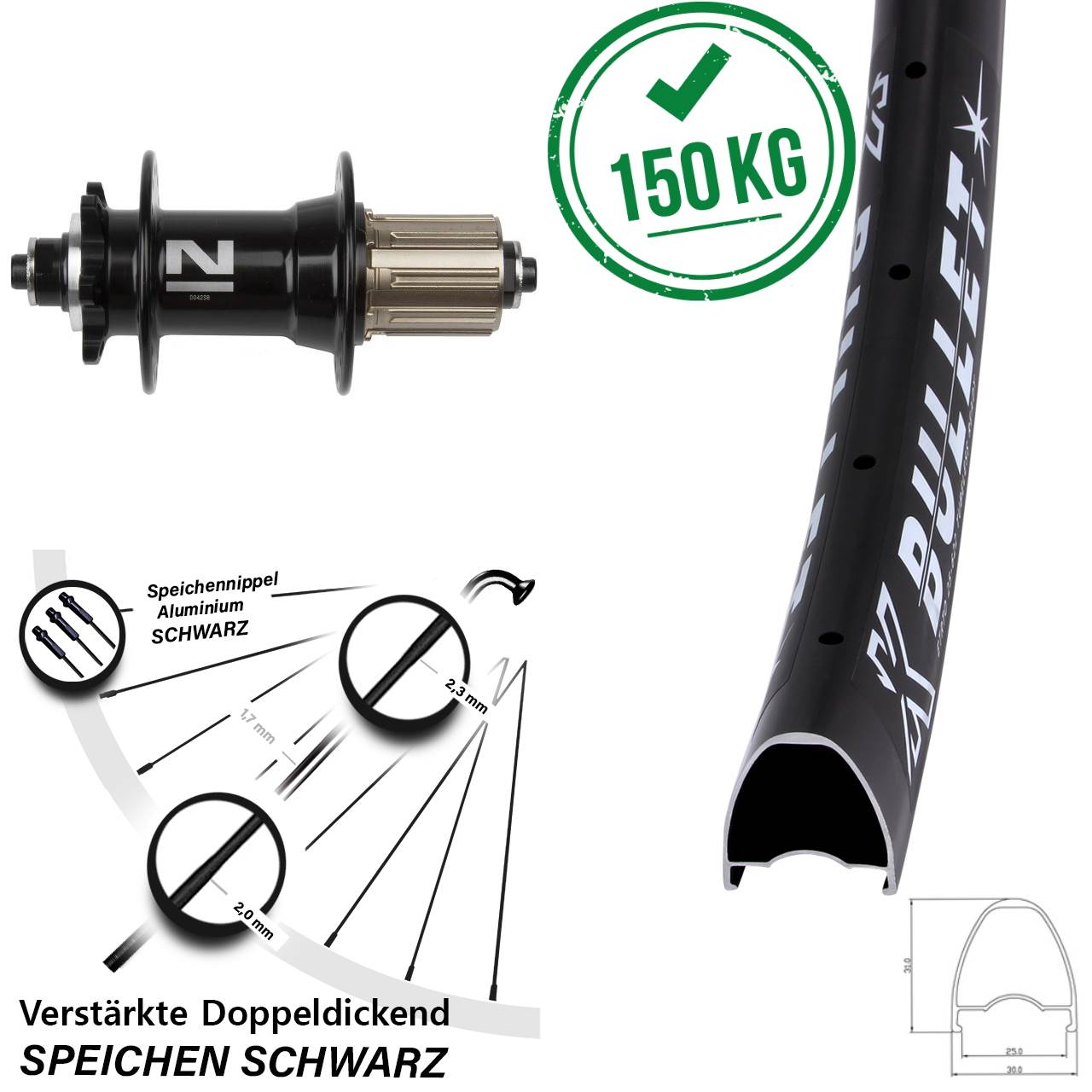29 Zoll KX Bullet Novatec D-042SB Disc Laufrad QR 8-11 fach