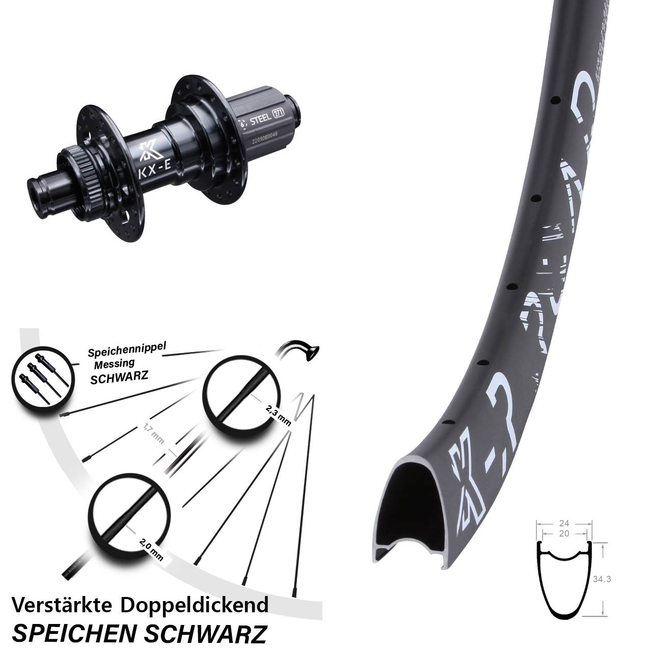 Disc Hinterrad 12x142 29 Zoll KX-R Road verstärkt 8-12 fach HG