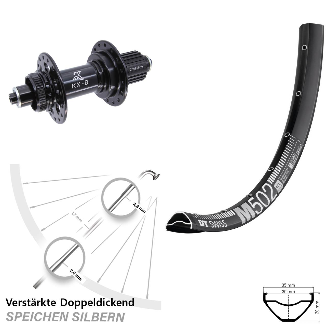 Disc Hinterrad 29 Zoll DT Swiss M502 KX-B Micro Spline QR Boost