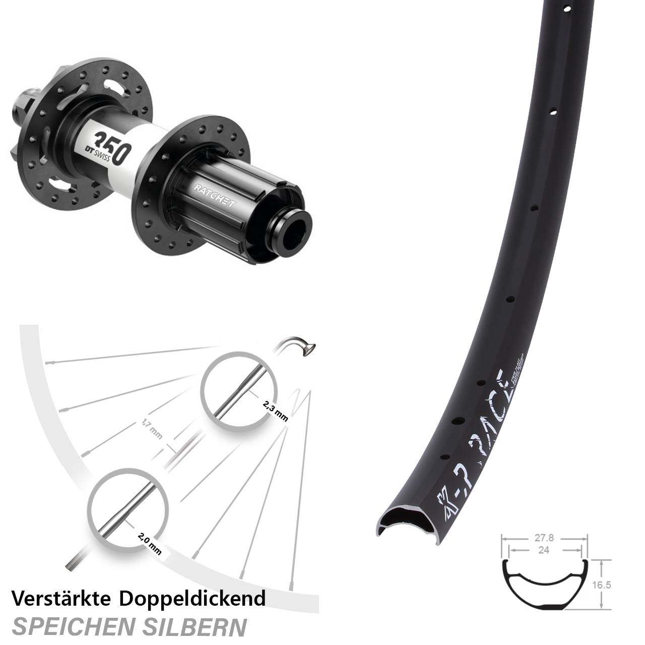 KX-R Race DT Swiss 350 Disc Hinterrad 12x142 8-11 fach