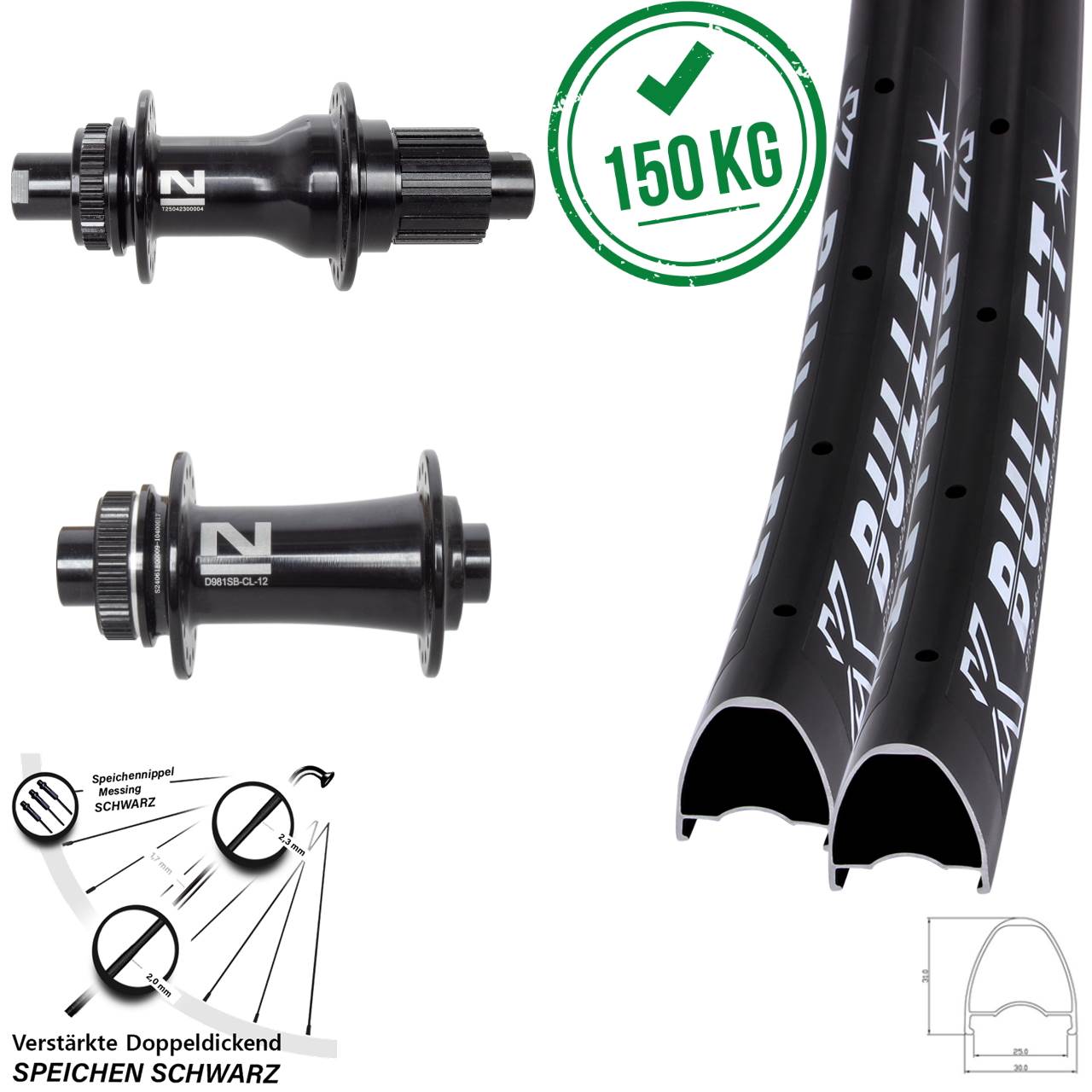 Laufradsatz Disc 12x100/142 29 Zoll KX Bullet Novatec D792SB D981 Micro Spline