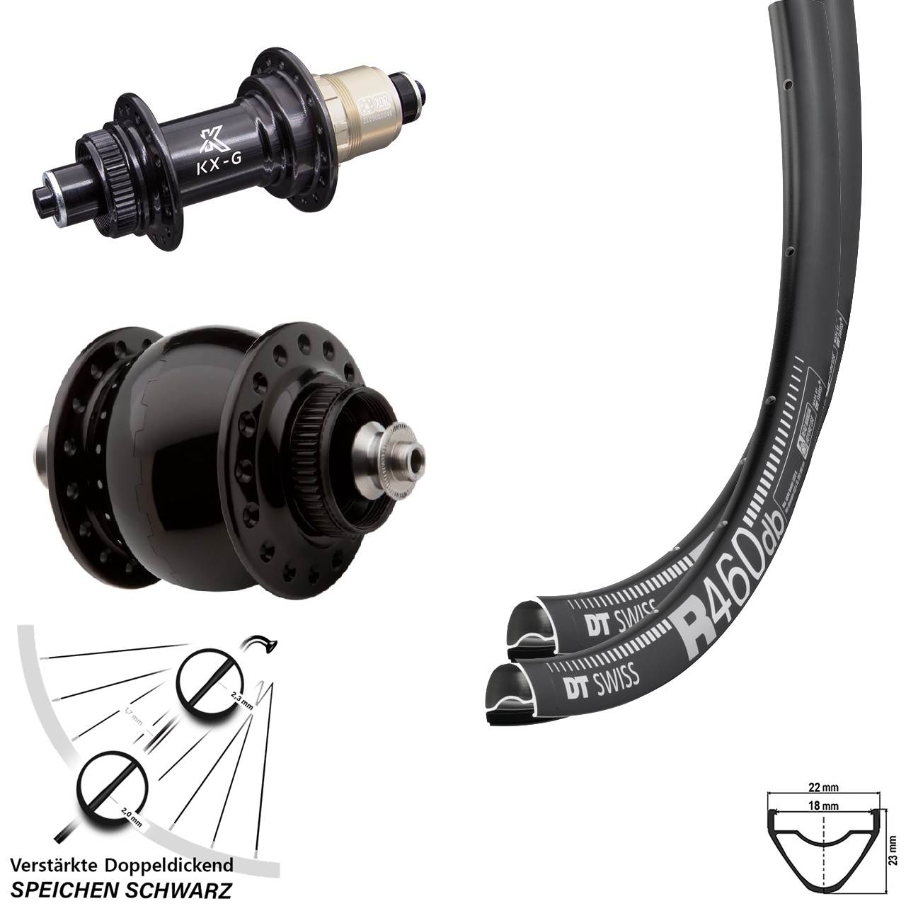 Disc Laufrad-Satz 28 Zoll DT Swiss R 460 KX-G SONdelux XDR 11-12 fach für Schnellspanner