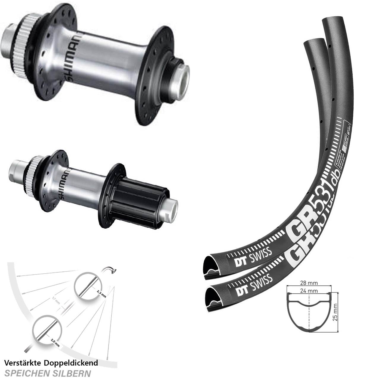 Centerlock Laufradsatz 12x100/142 650B DT Swiss GR531 Shimano FH-RS770 HB-RS770 8-12 fach