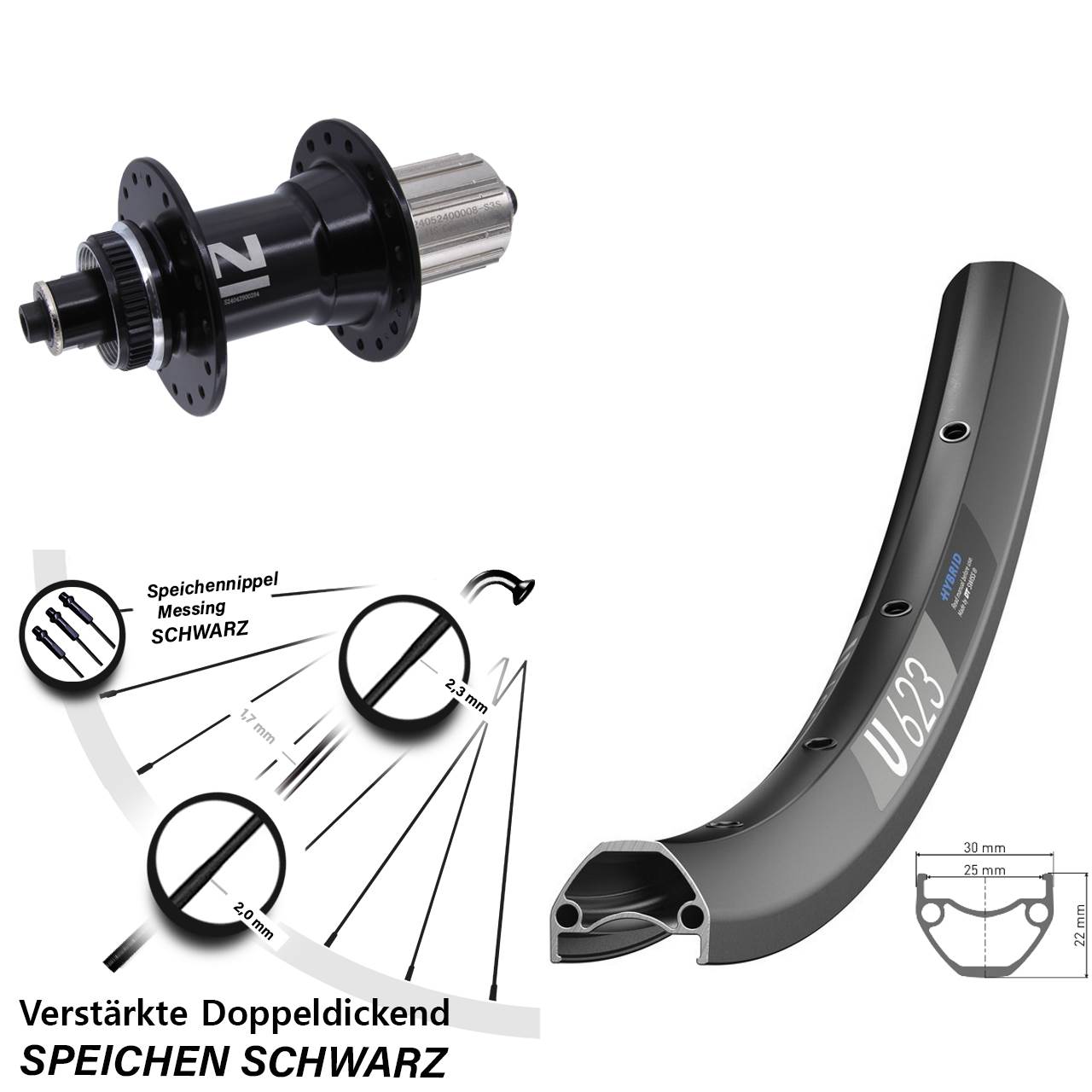 Disc Hinterrad 28-29 Zoll DT Swiss U623 Novatec D042SB 8-12 fach für Schnellspanner