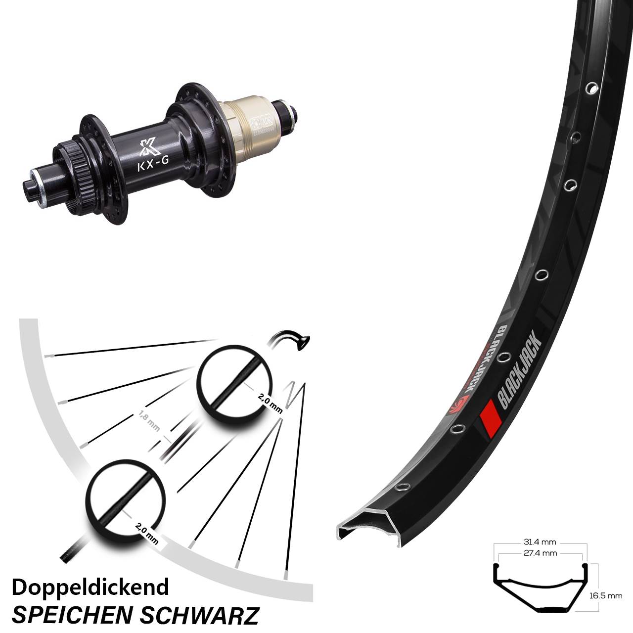 Hinterrad Centerlock QR 650B Rodi Ready 27 KX-G XD-R