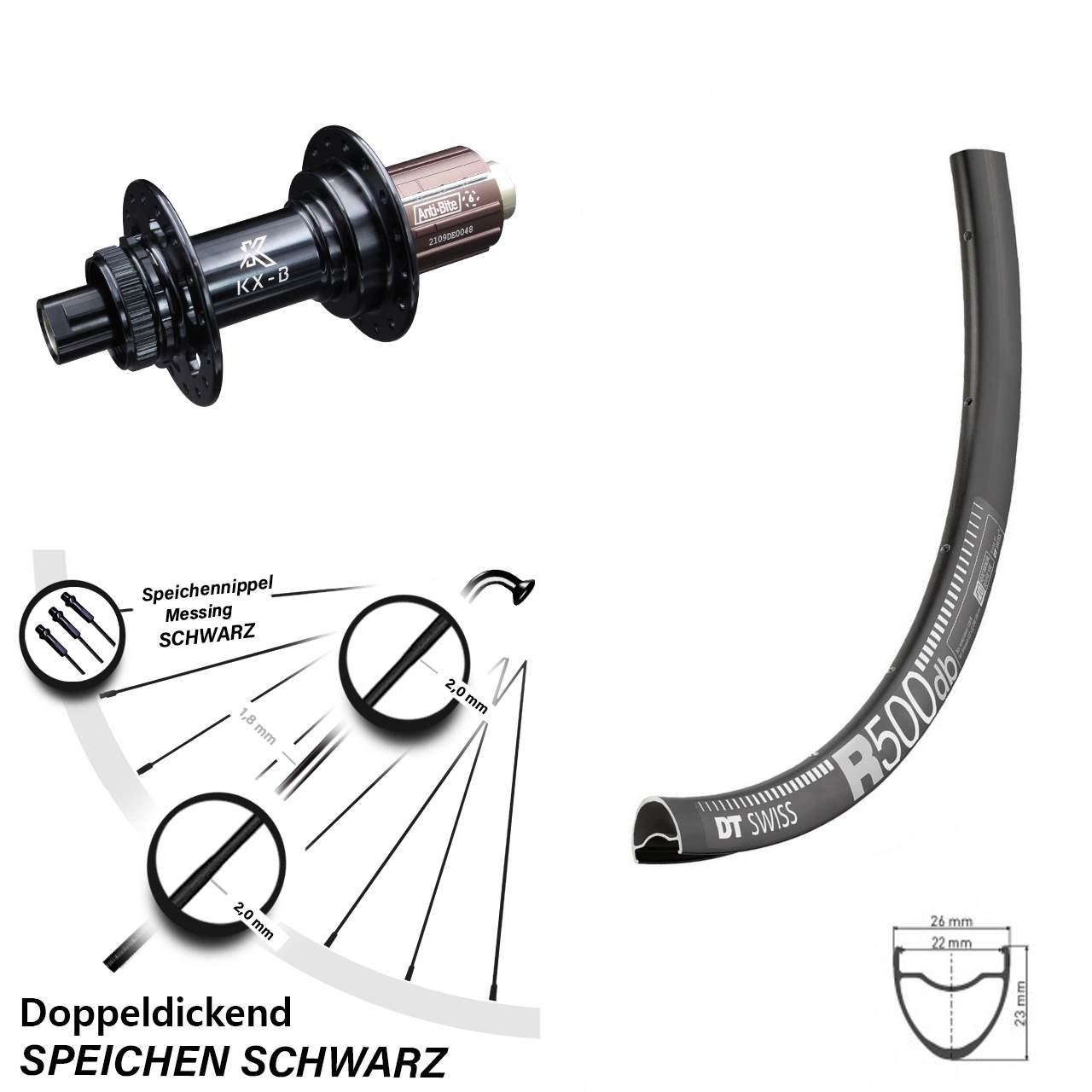 KX-B Boost 12x148 mm Centerlock Shimano HG 11-12 fach DT Swiss R 500 Hinteres Rad 28 Zoll