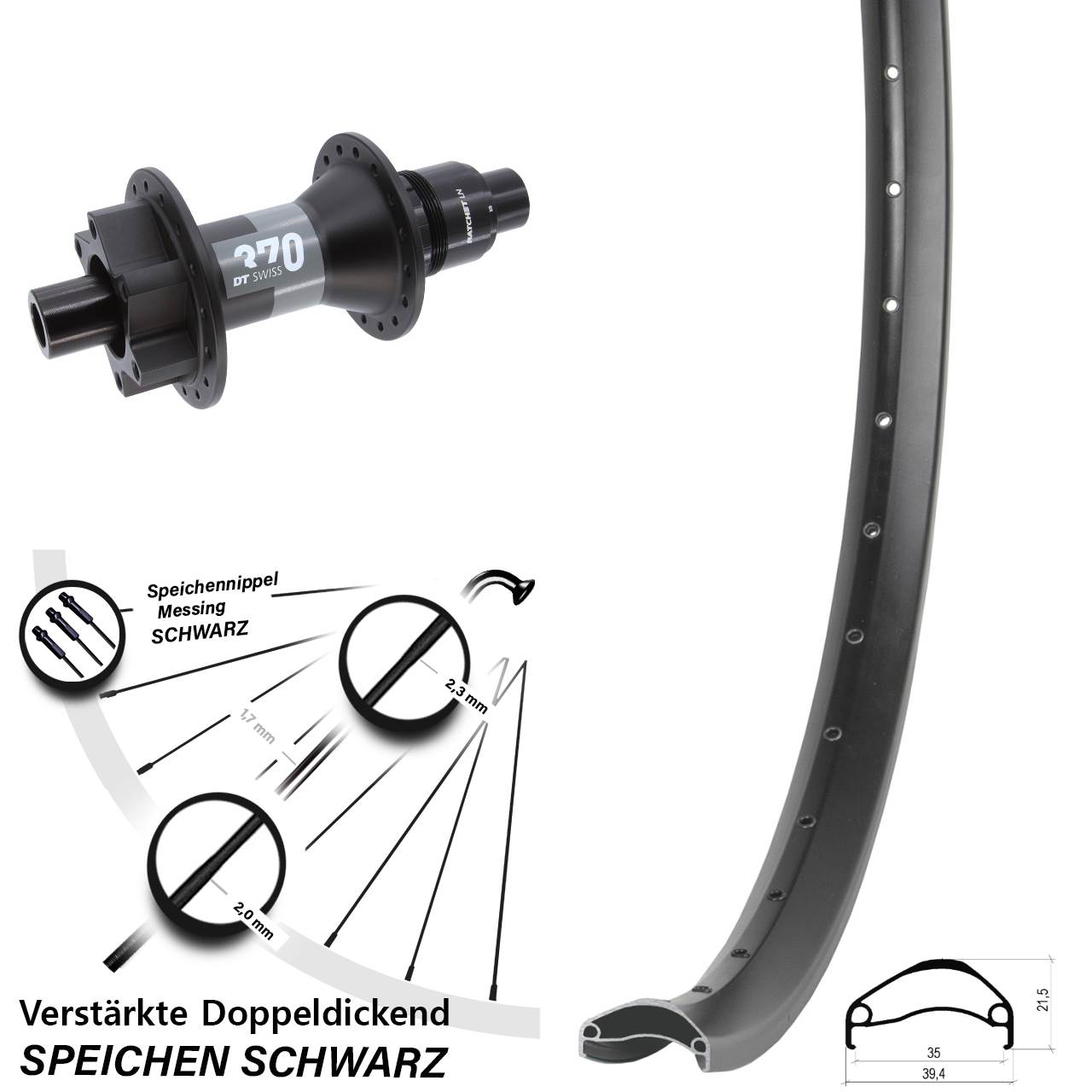 Ambrosio E35 DT Swiss 370 29 Zoll Disc Hinterrad 12x148 SRAM XD