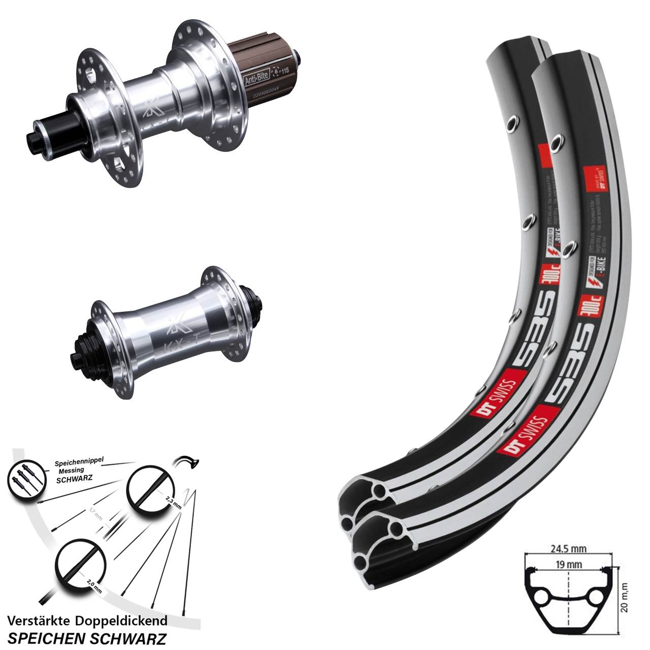 Laufrad-Satz 28 Zoll DT Swiss 535 KX-T 8-12 fach HG für Schnellspanner
