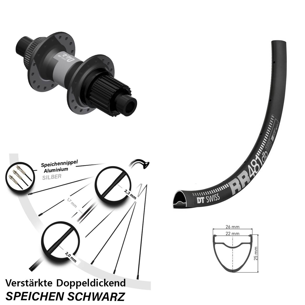 28 Zoll DT Swiss RR481 370 Disc Laufrad 12x142 Shimano Micro Spline