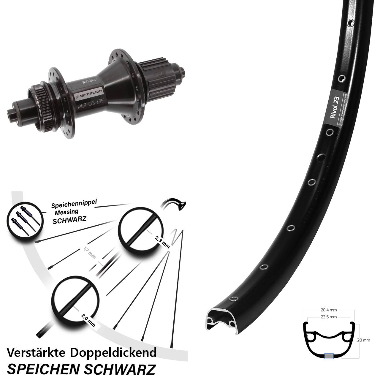 Ryde Rival 23 DT Swiss 370 Hybrid 27,5 Zoll Disc Hinterrad QR Shimano Micro Spline