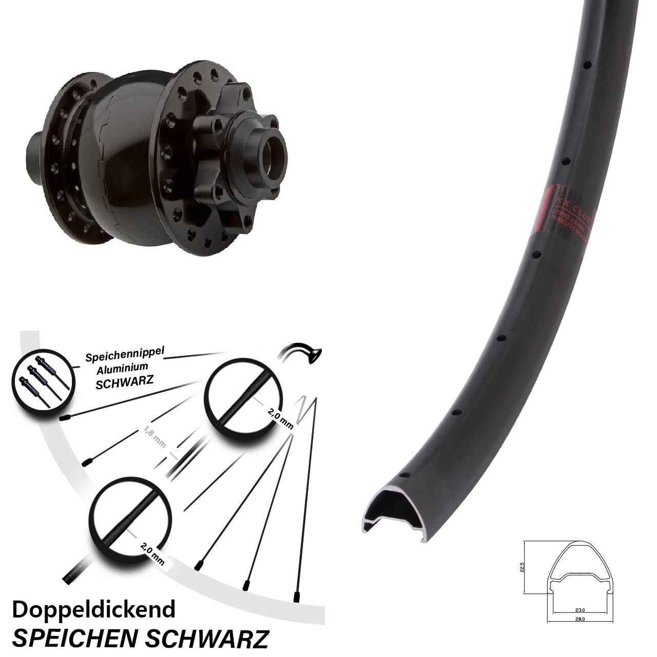 Disc Laufrad mit Nabendynamo 650B KX Clue SON 28 15x100
