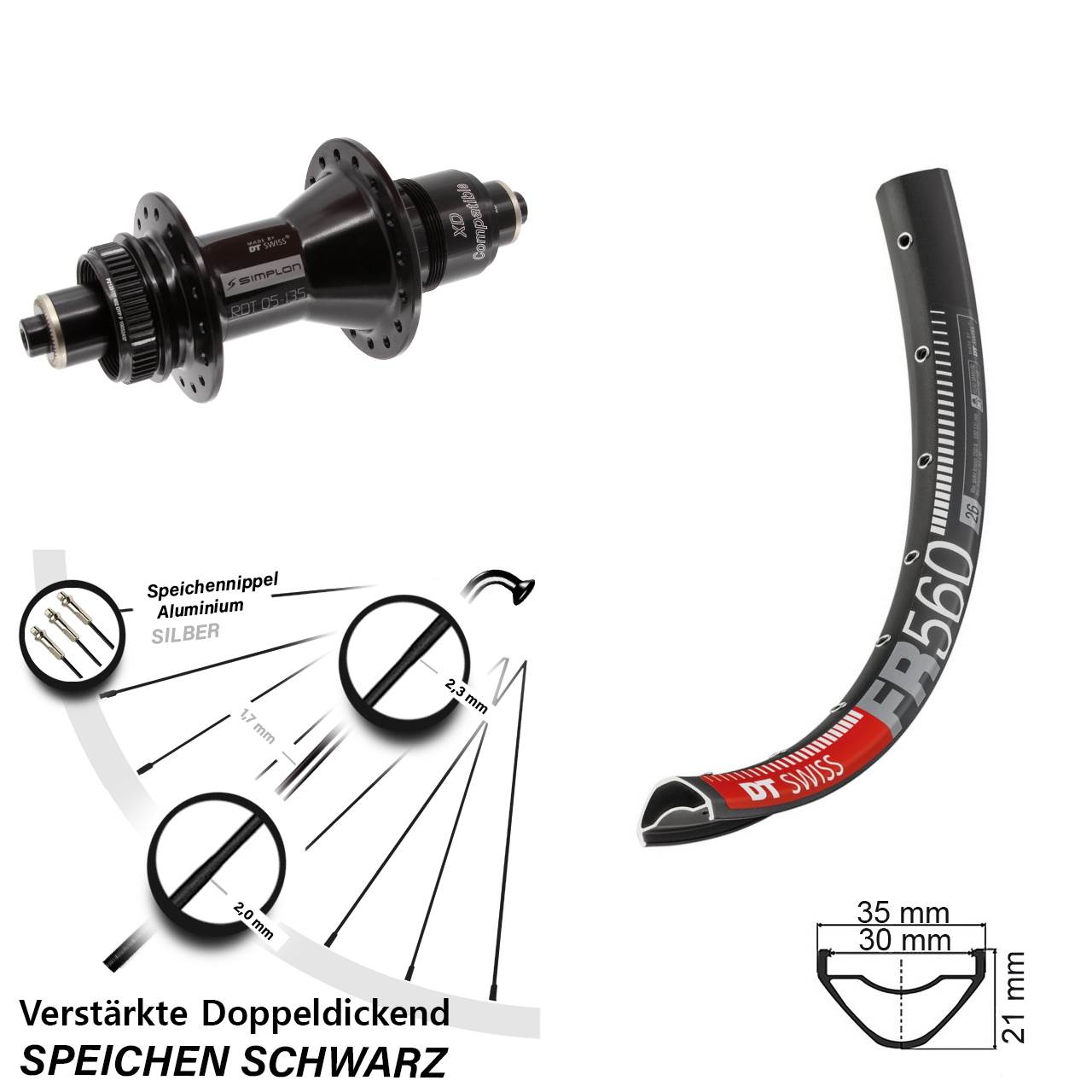 Centerlock Hinterrad QR 26 Zoll DT Swiss FR 560-370 XD