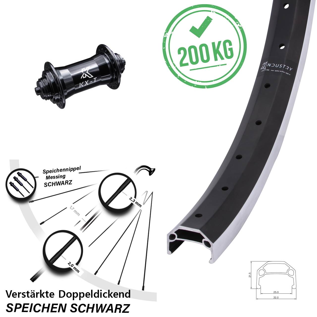 Vorderrad für Schnellspanner 20 Zoll KX-T Industry