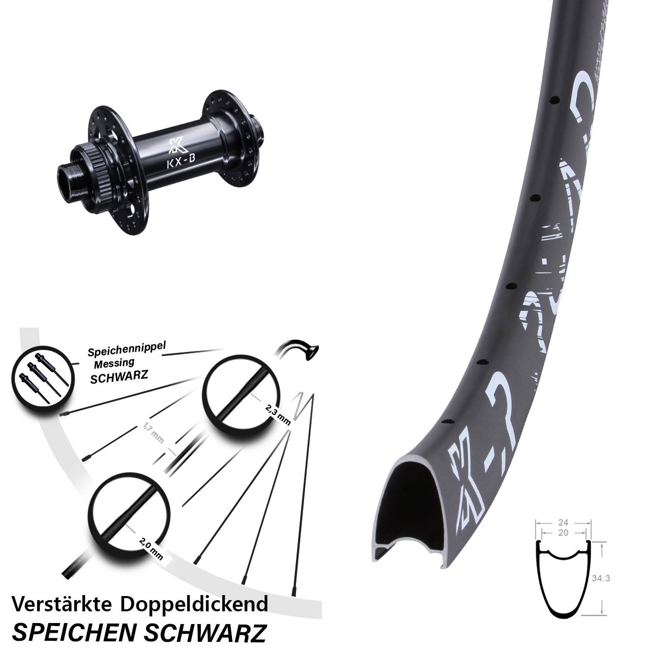 KX-BR Road 28 Zoll Disc Vorderrad 12x110 Boost