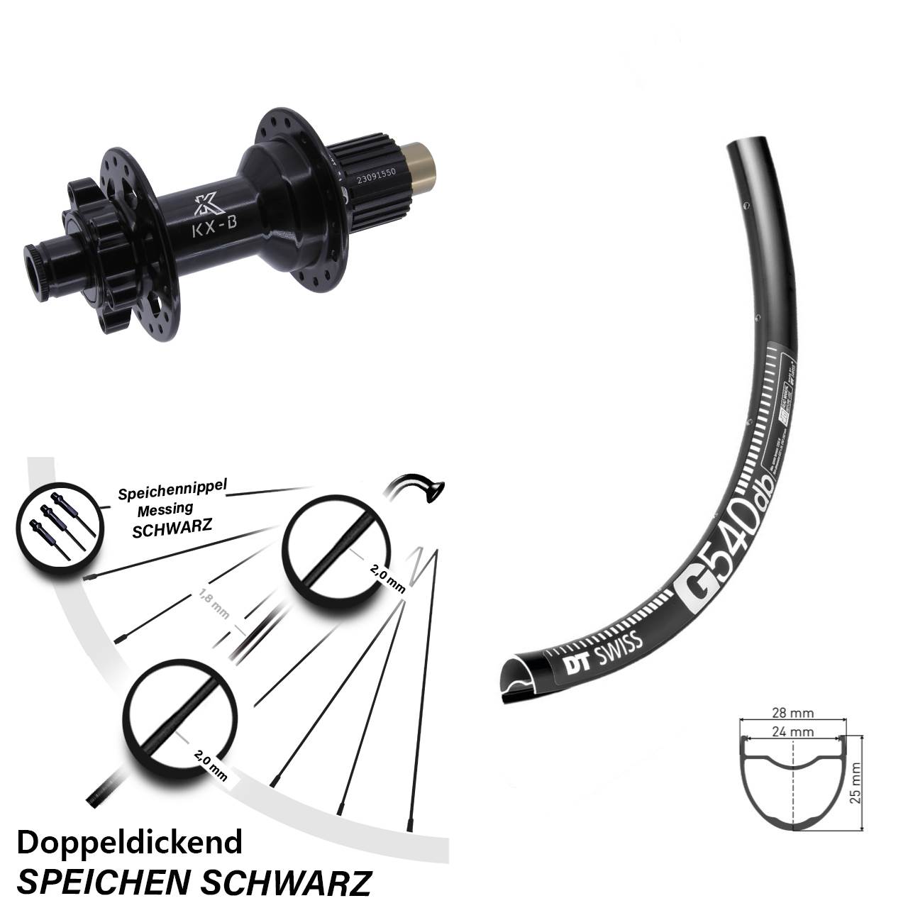DT Swiss G 540 KX-B 650B Disc Hinterrad 12x148 Micro Spline