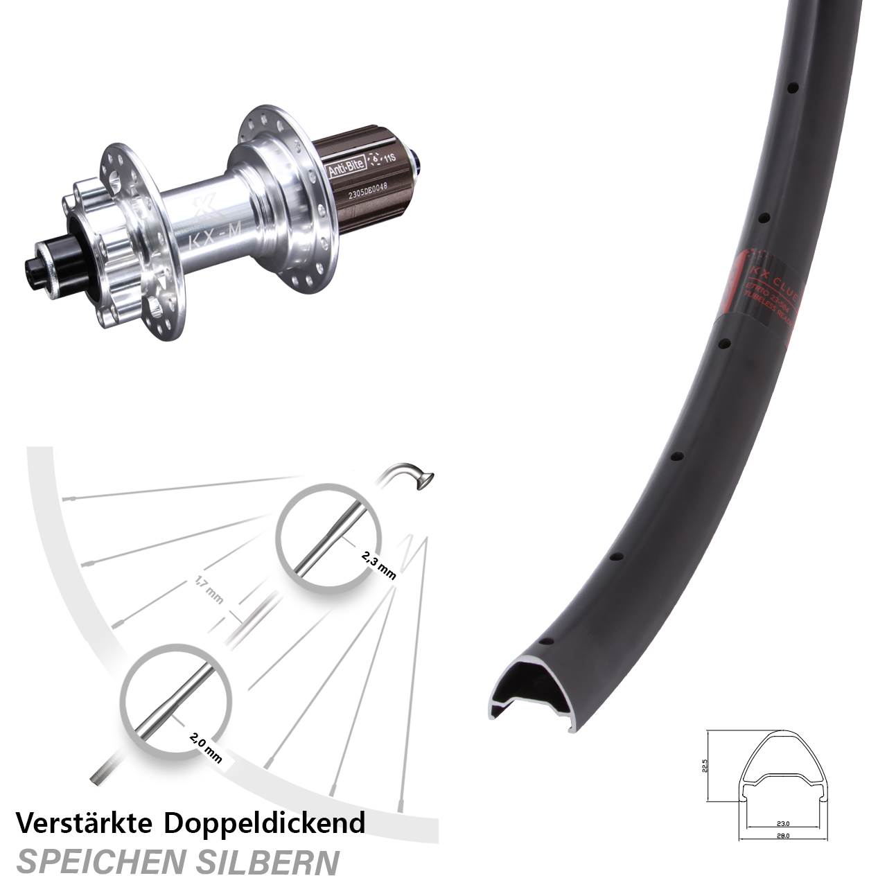 Disc Hinterrad 650B KX-M Clue 8-12 fach für Schnellspanner