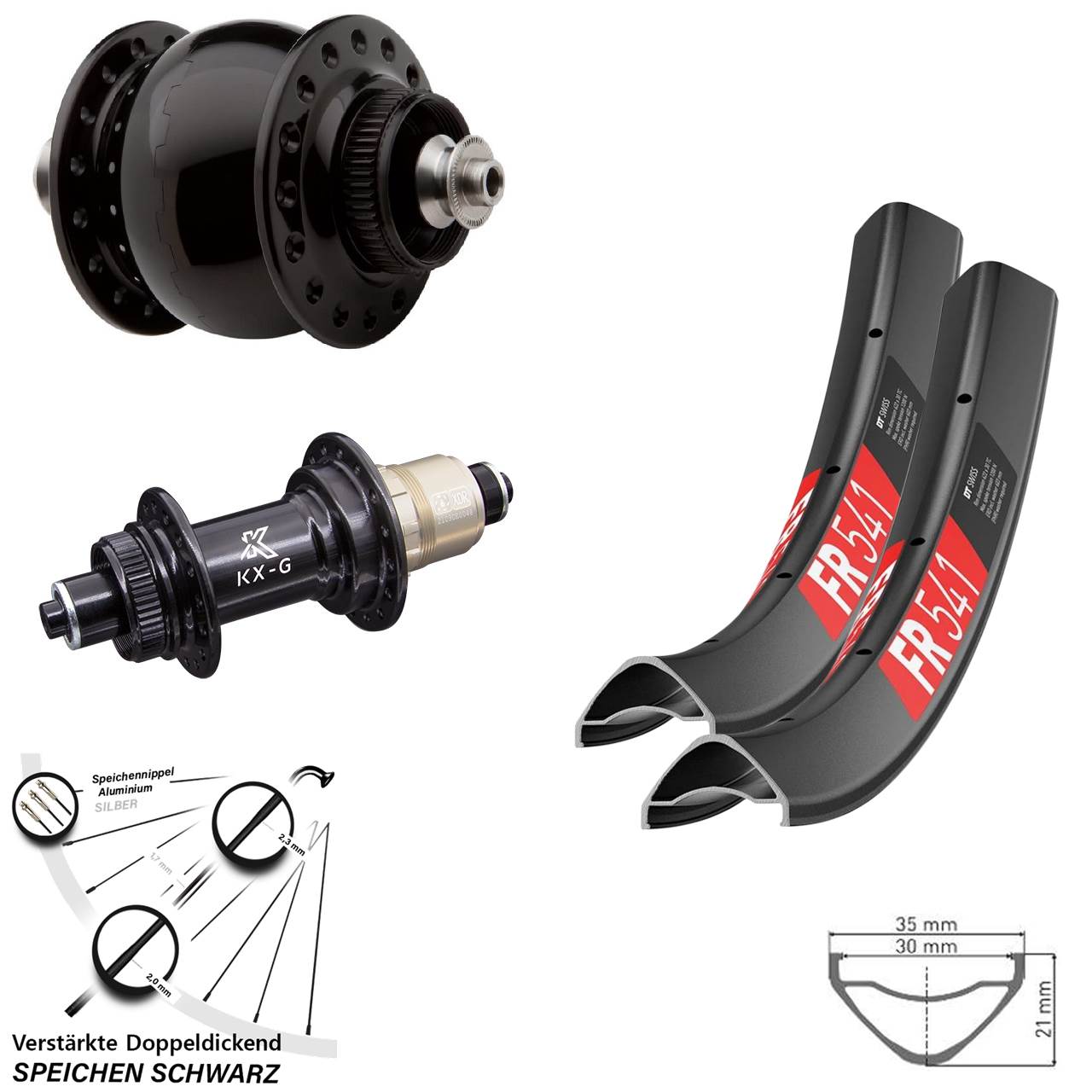 Disc Laufradsatz für Schnellspanner 29 Zoll DT Swiss FR 541 KX-G SON 28 SRAM XDR