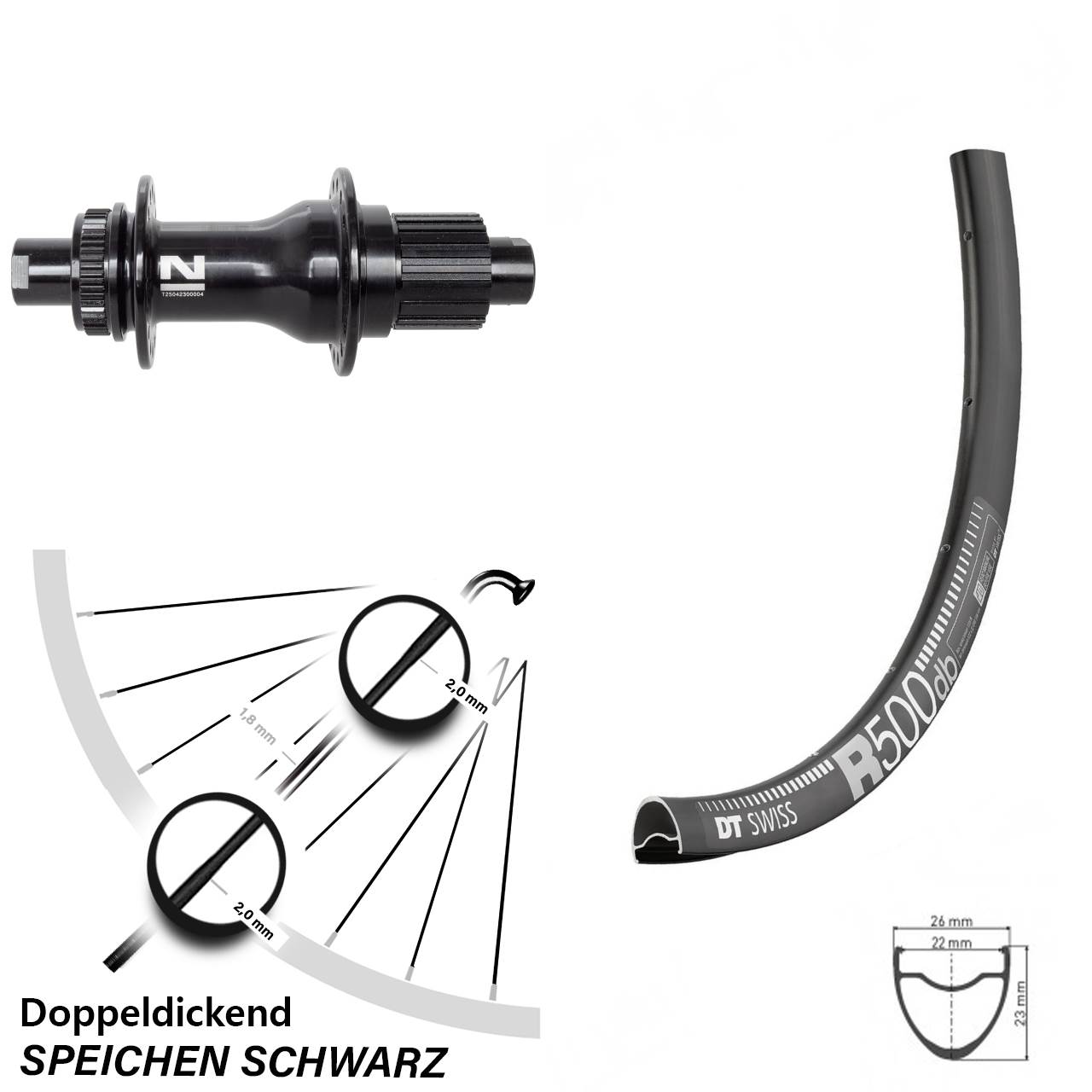 DT Swiss R500 Novatec D792 28-29 Zoll Disc Hinterrad 12x142 Shimano Micro Spline