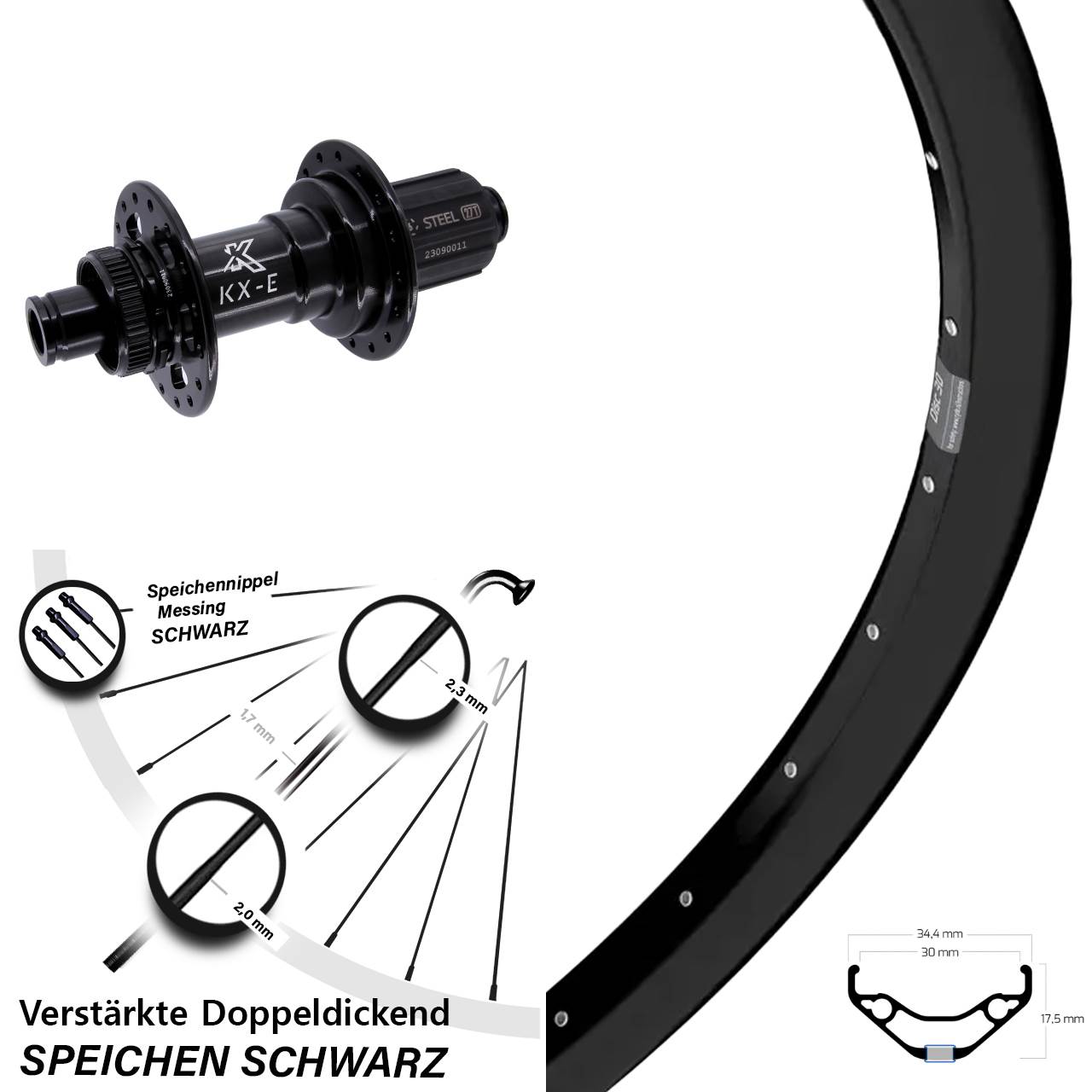 29 Zoll Ryde Disc 30 KX-E Heavy Duty Disc Laufrad 12x148 8-12 fach