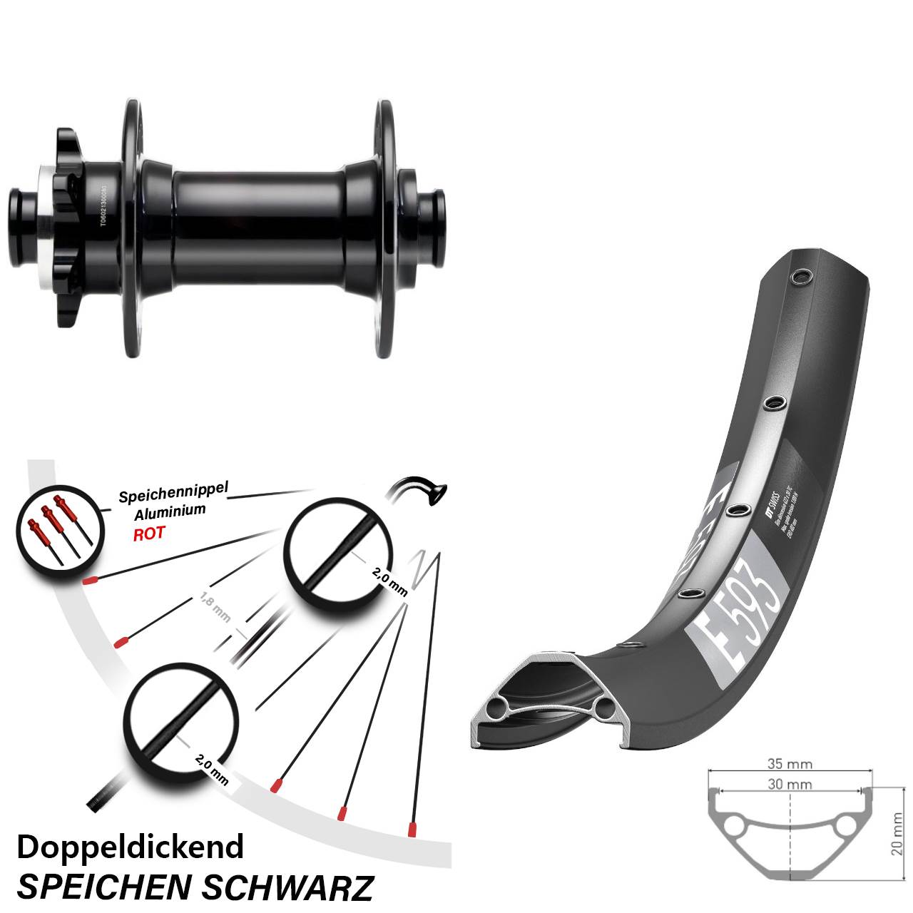 650B DT Swiss E 593 Novatec D341 Disc Vorderrad 15x110 Boost