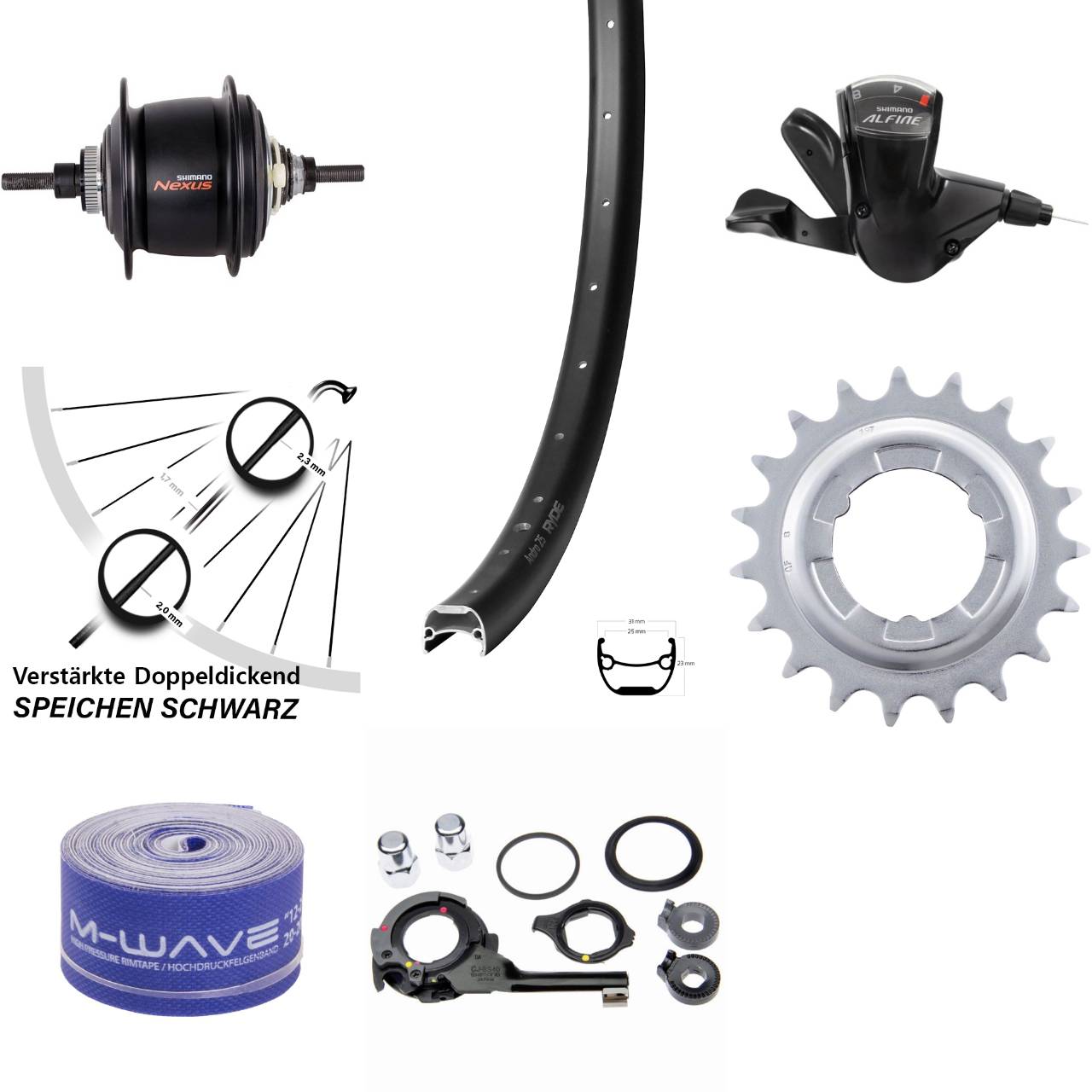 Hinterrad 28 Zoll Ryde Andra 25 Shimano Nexus 8 Gang Centerlock