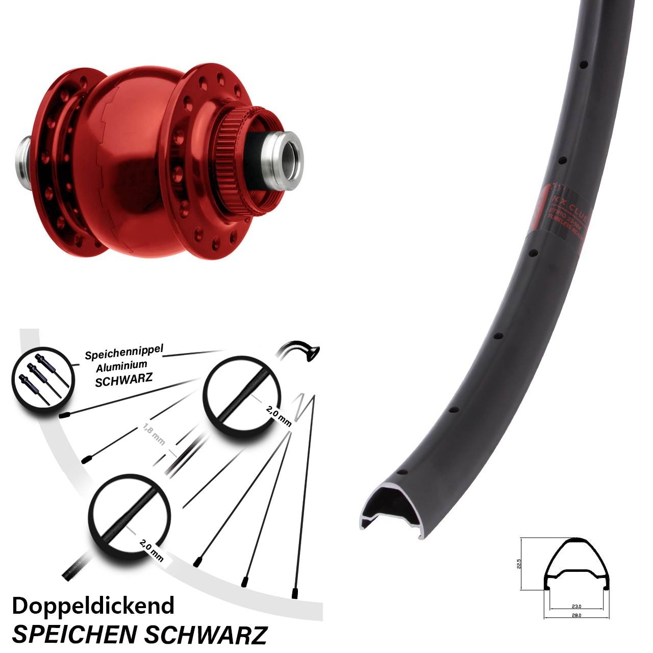 SON 28 rot KX Clue 29 Zoll Disc Laufrad mit Nabendynamo 12x100