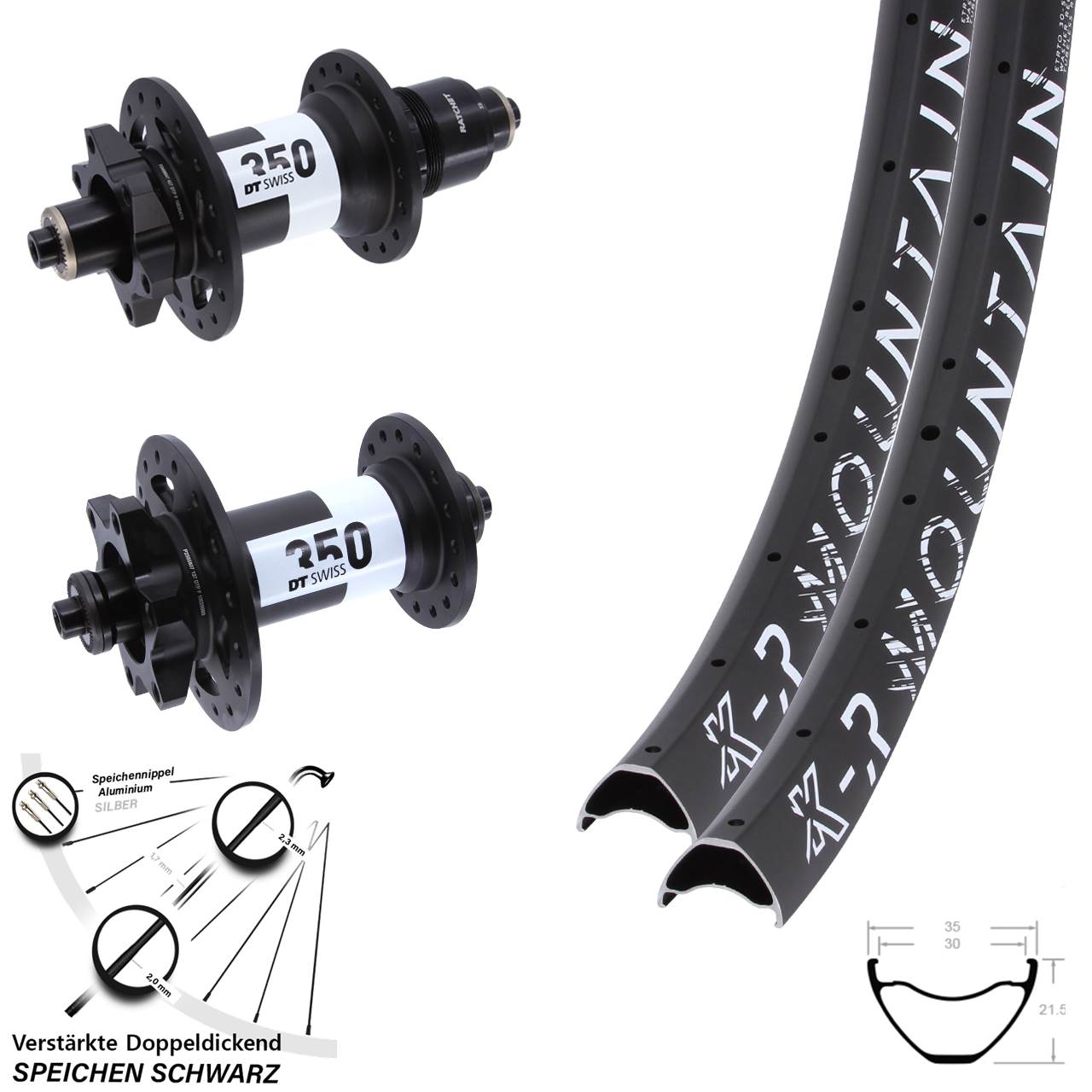 6-Loch Laufradsatz QR 29 Zoll KX-R Mountain DT Swiss 350 XD 11-12 fach