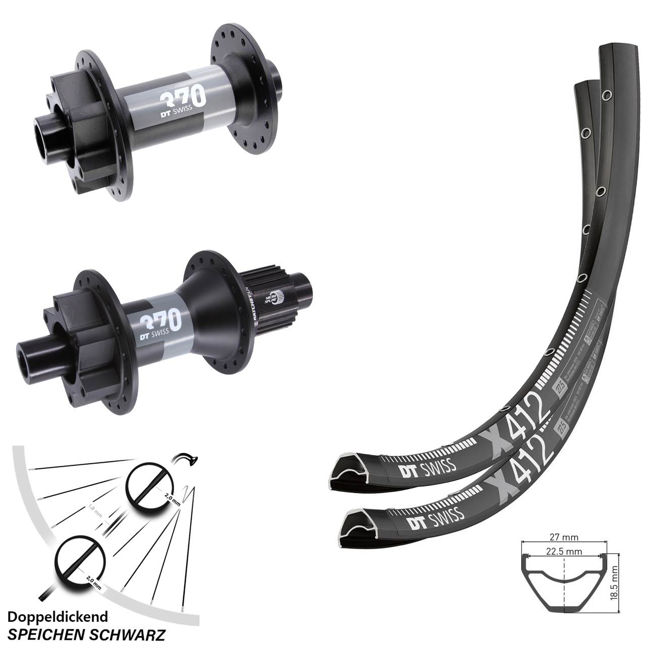 6-Loch Laufradsatz 15x110 12x148 29 Zoll DT Swiss X 412 370 Shimano Micro Spline