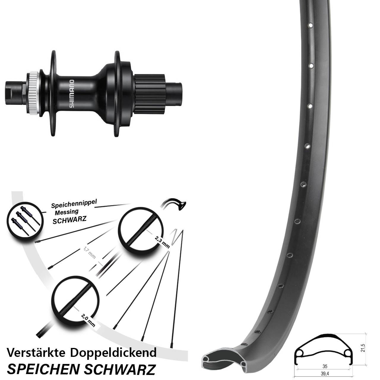 29 Zoll Ambrosio E35 Shimano FH-MT510 Hinterrad Centerlock 12x142 Micro Spline