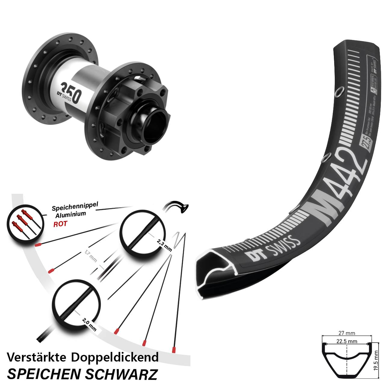 Disc Laufrad 28-29 Zoll DT Swiss M442-350 20x110 Boost