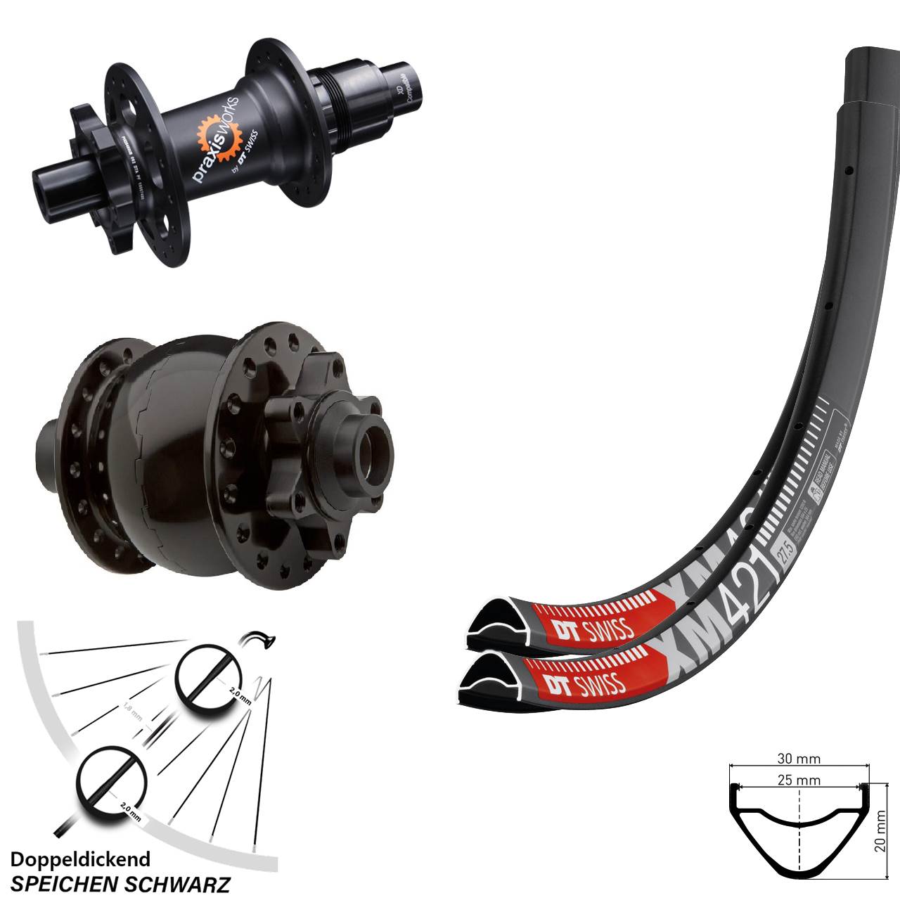 Disc Laufradsatz 29 Zoll DT Swiss XM 421 350 SON 28 XD 15x100 12x142