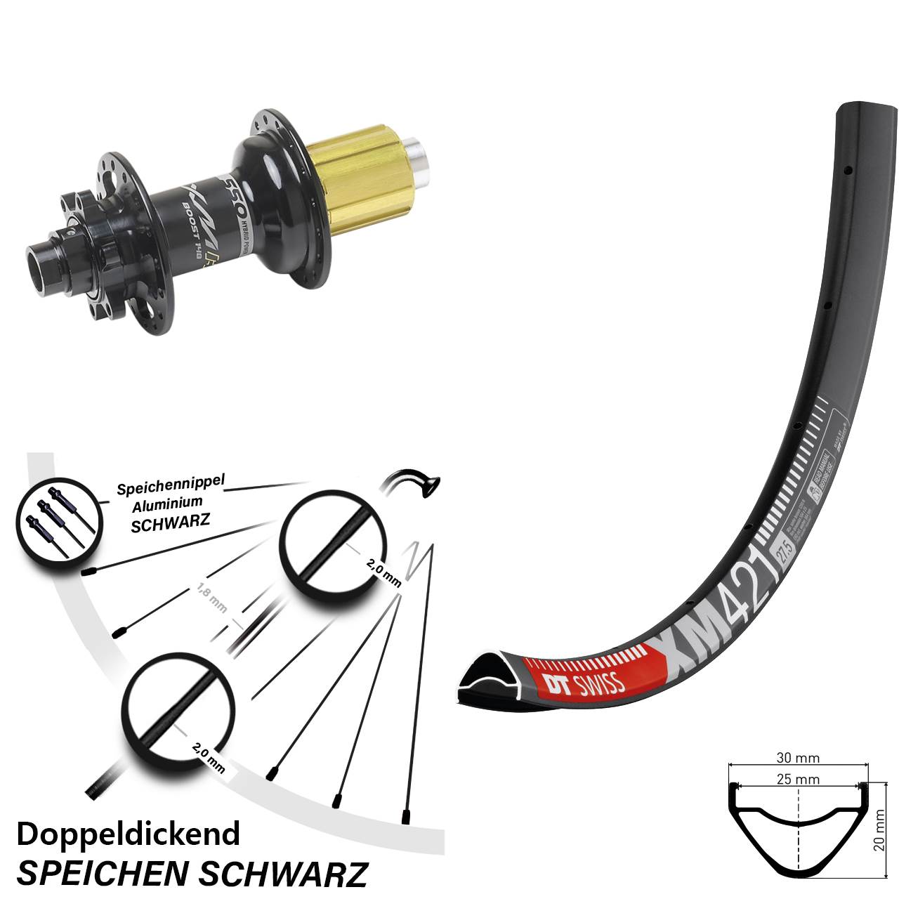 Boost Disc Laufrad 12x148 650B DT Swiss XM 421 Miche XMH 550 8-11 fach