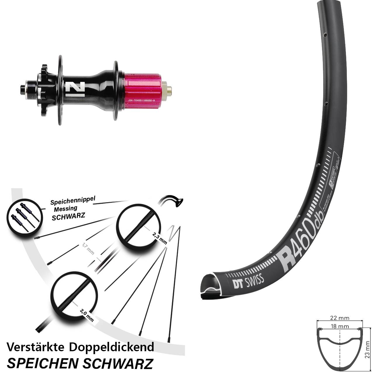 28 Zoll DT Swiss R 460 Novatec D792SB Disc Laufrad für Schnellspanner 8-12 fach HG
