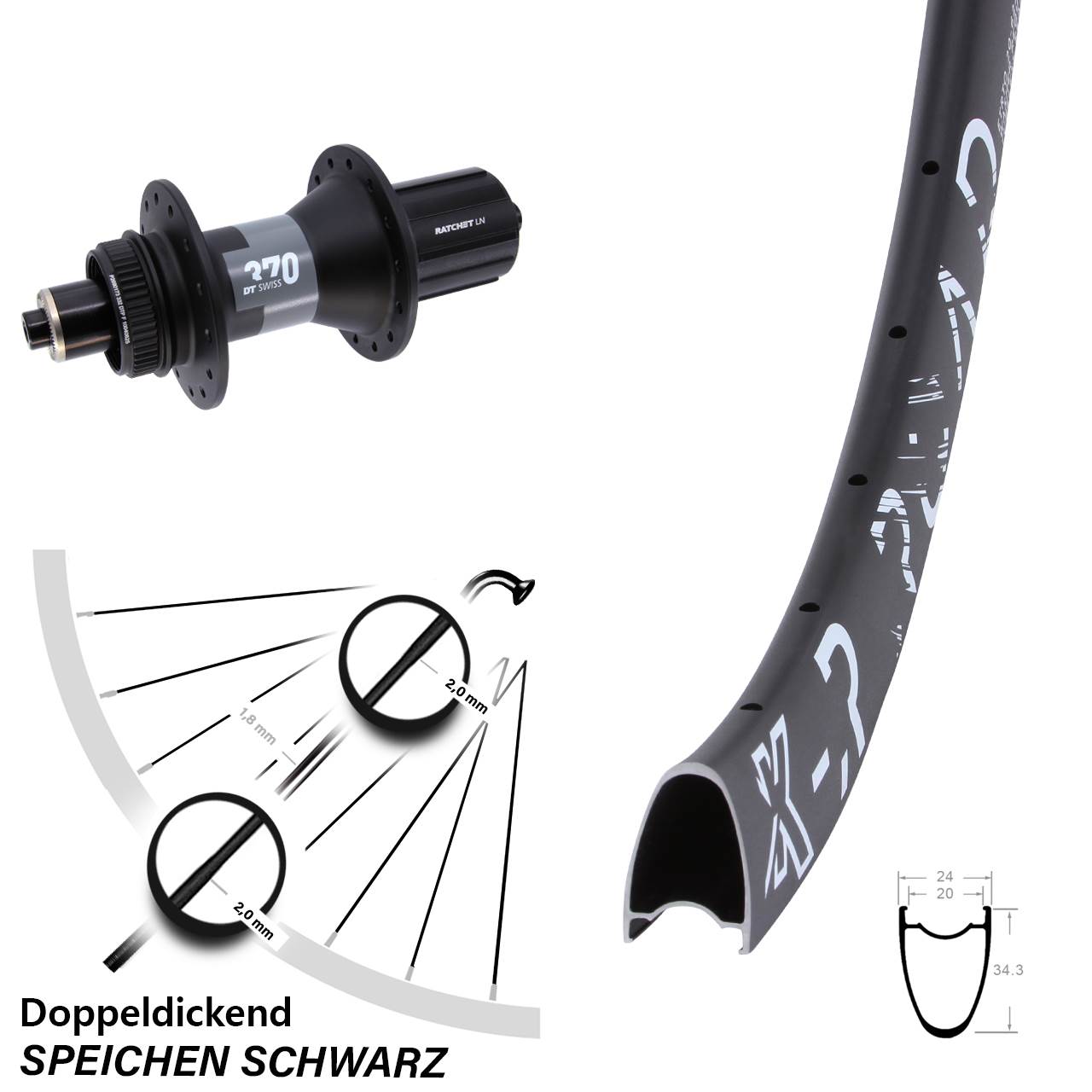 Hinterrad 28 Zoll R Road DT Swiss 370 8-12 fach