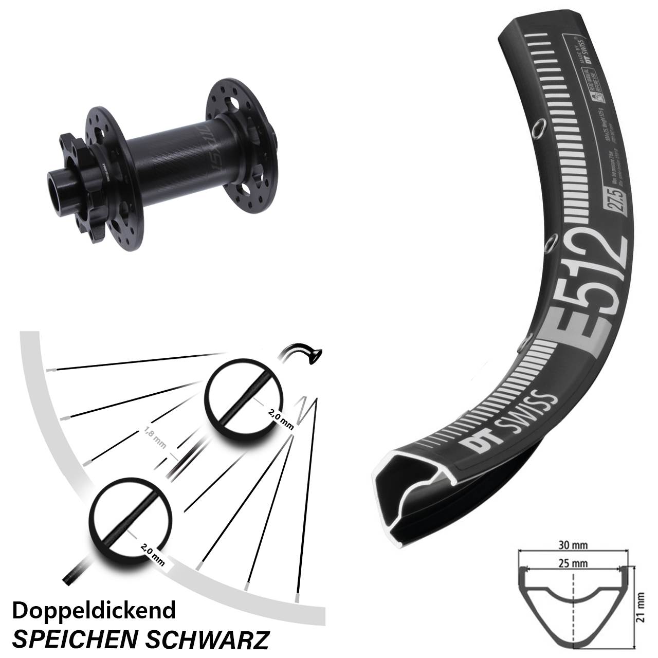 29 Zoll DT Swiss E512 Bear Pawls Disc Laufrad 15x110 Boost