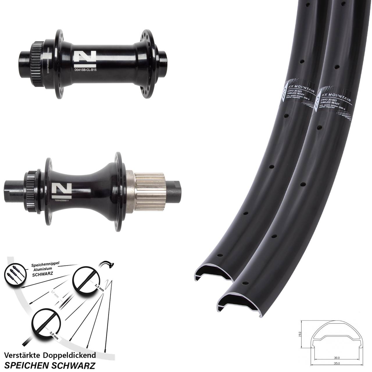 29 Zoll KX Mountain Novatec D041 D462SB Laufradsatz Disc Boost Micro Spline