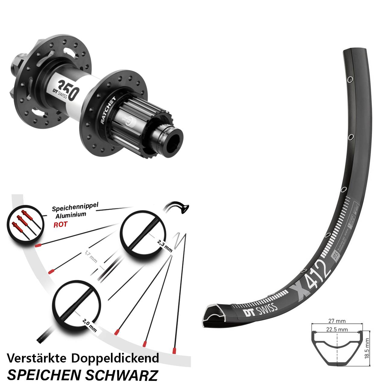 Disc Hinterrad 12x148 29 Zoll DT Swiss X412-350 Micro Spline