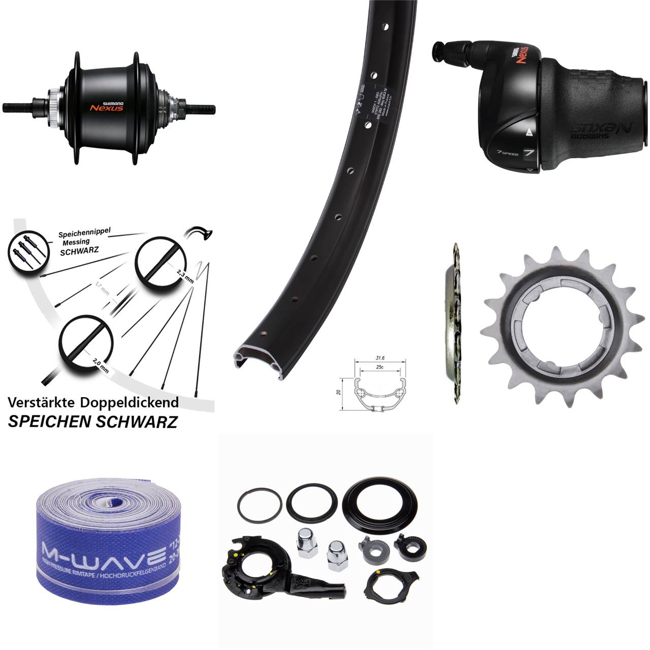 20 Zoll Hinterrad Mach1 Kargo Shimano Nexus 7 Gang Centerlock