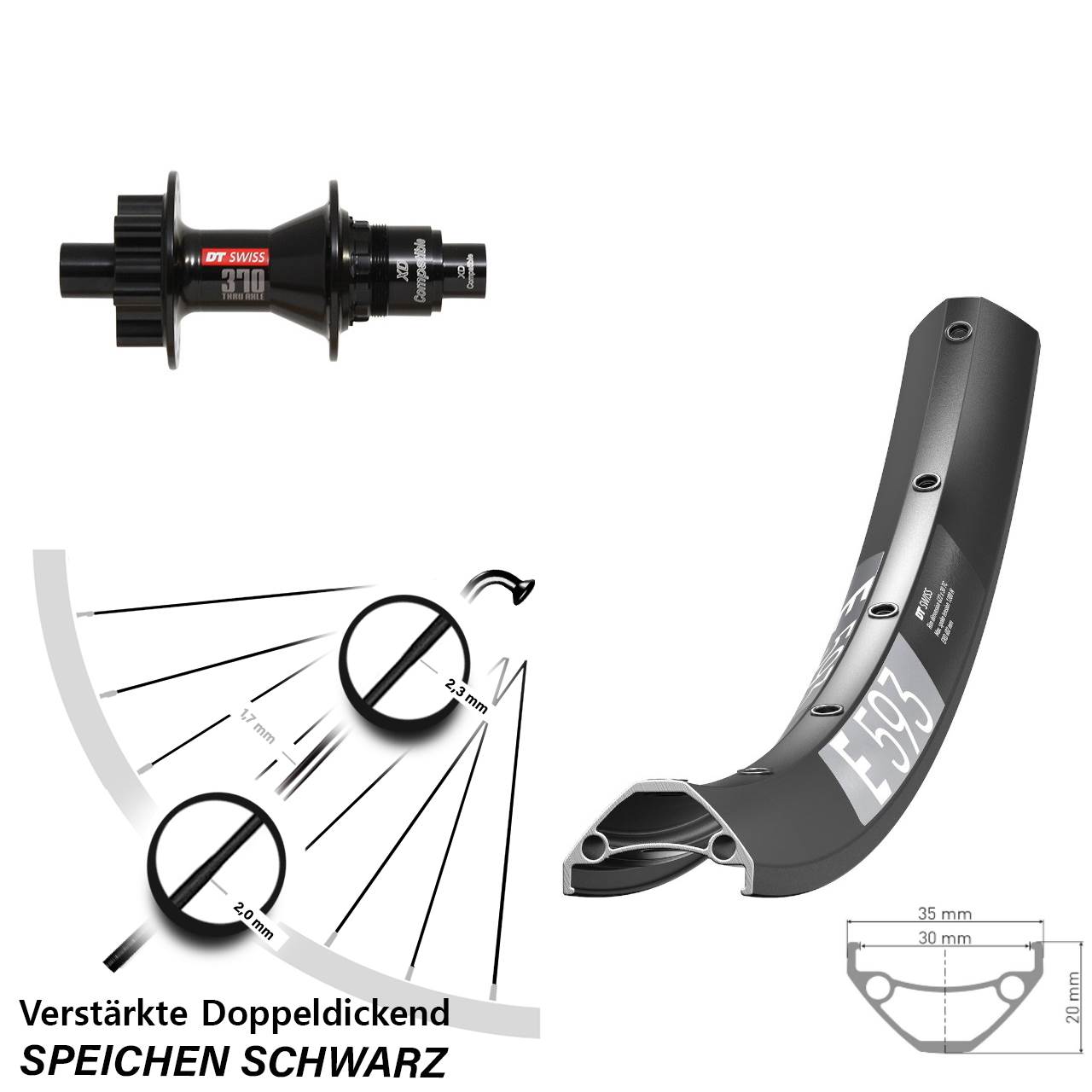 Disc Hinterrad 12x142 29 Zoll DT Swiss E593-370 SRAM XD