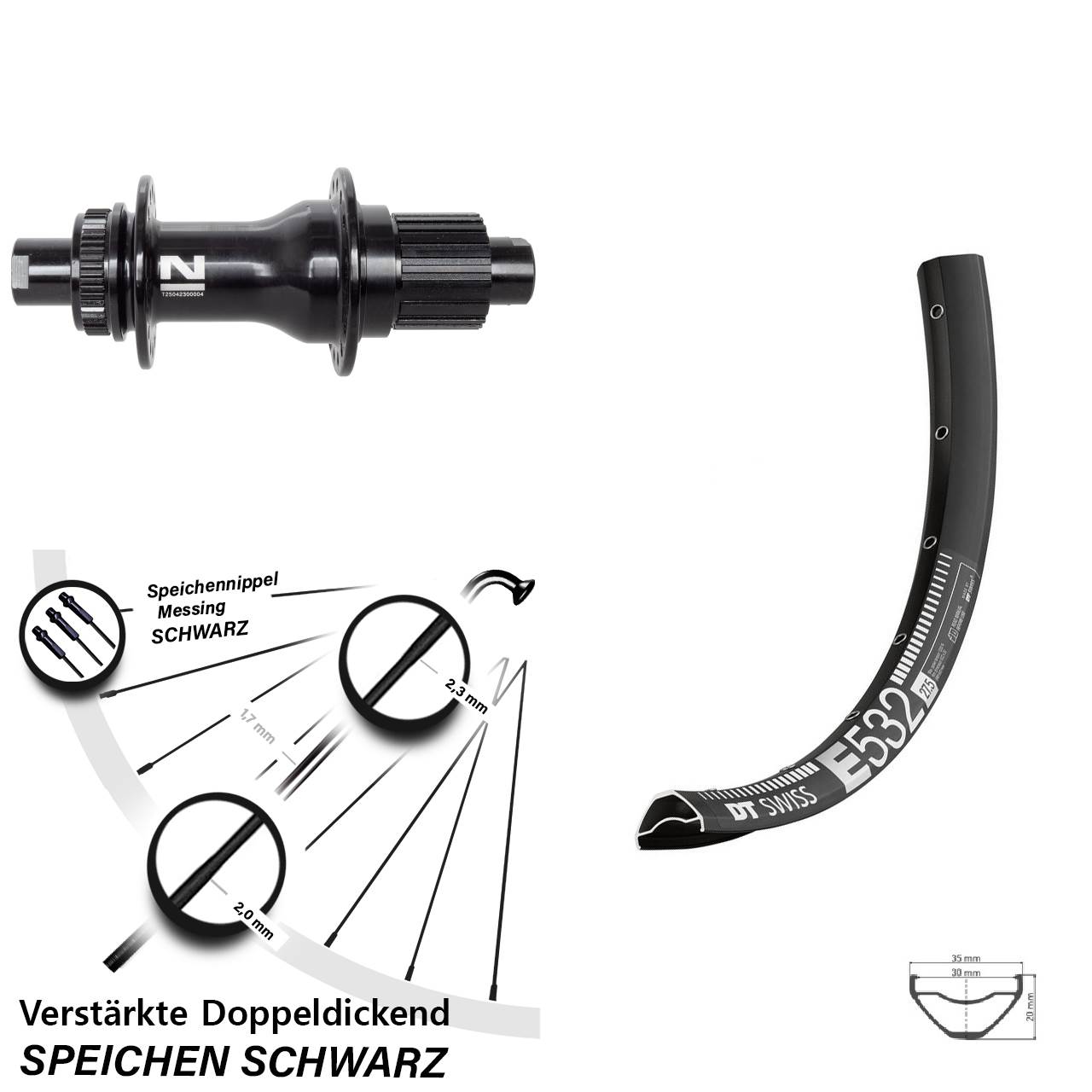 DT Swiss E532 Novatec D792 29 Zoll Disc Hinterrad 12x142 Micro Spline