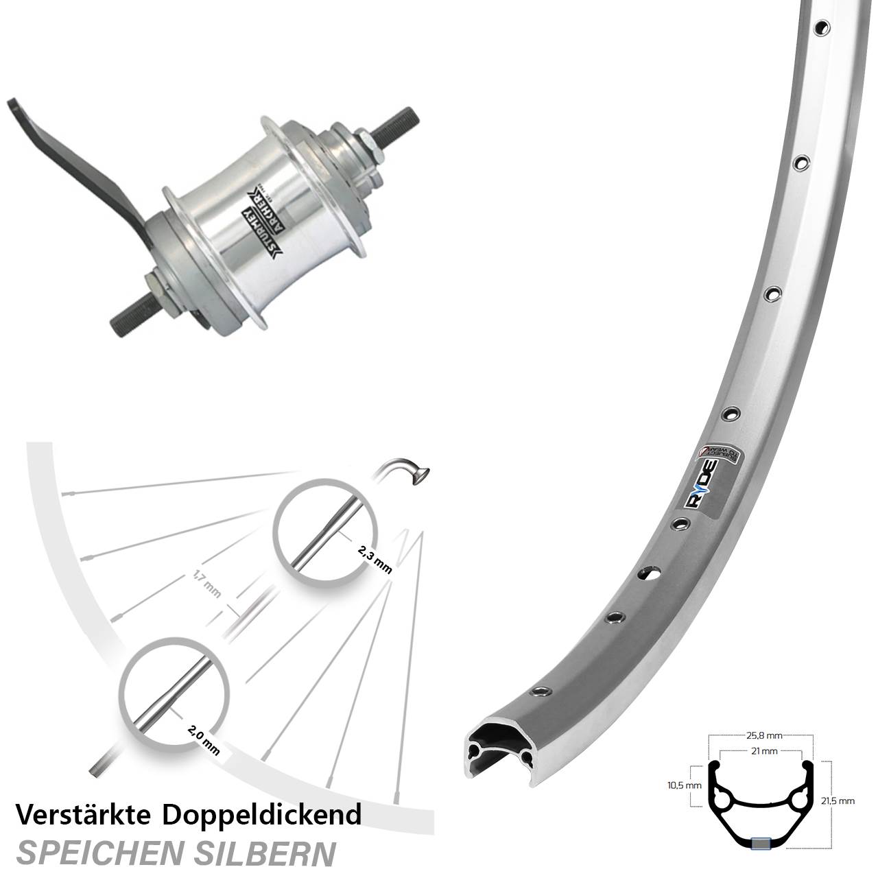 Ryde Zac 421 Sturmey Archer Duomatic Kick-Shift 28 Zoll silbern