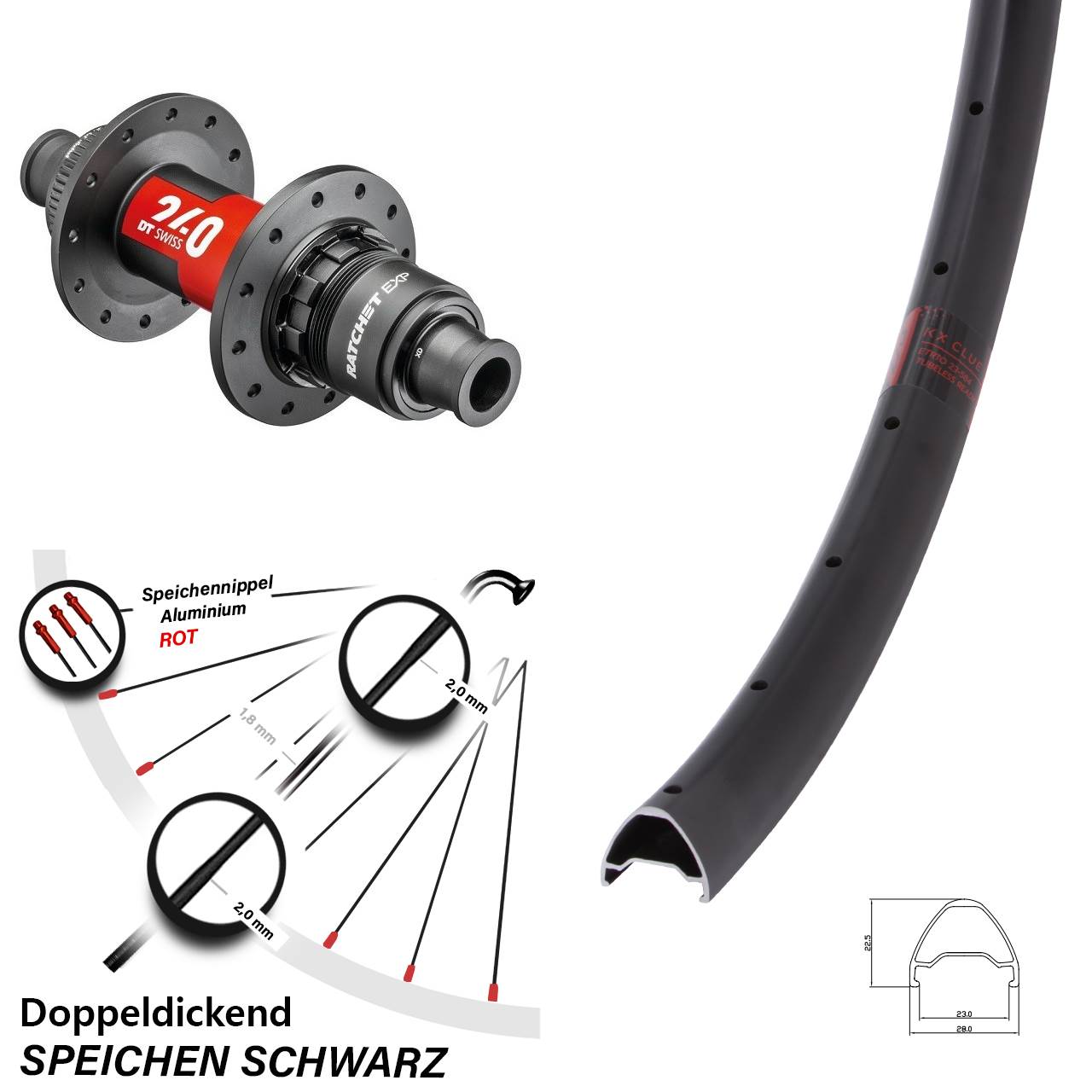 Disc Hinterrad 28 Zoll KX Clue DT Swiss 240 EXP XDR 12x142