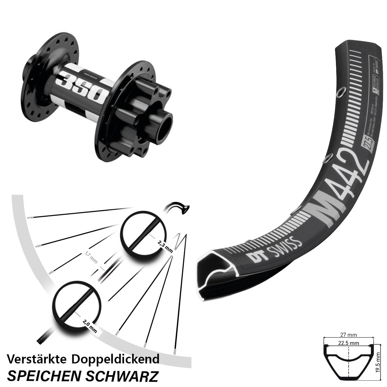 Boost Vorderrad 6-Loch 15x110 28 Zoll DT Swiss M 442-350